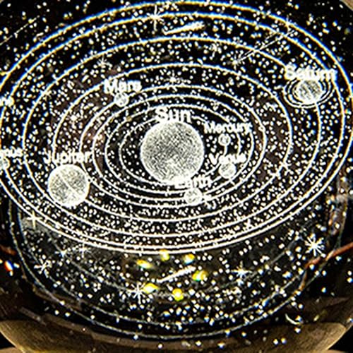 Miniatura 5 de Bylesary Luz nocturna de planeta pequeño de 2.36 pulgadas, luna 3D, planeta globo, galaxia, noche, bola de cristal, decoración, adornos de base de