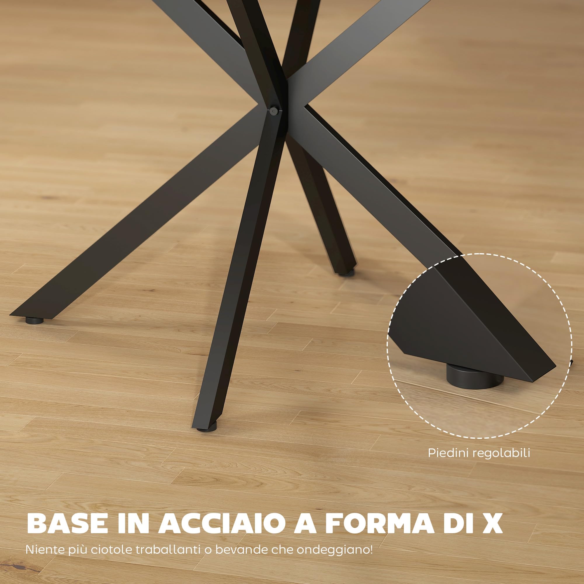 HOMCOM Tavolo da Pranzo Allungabile 4-6 Persone Base X 100-135cm Naturale | Pannelli a Farfalla, Tavolo Rotondo Allungabile ad Ovale, Stile Industriale, per Sala da Pranzo, Soggiorno