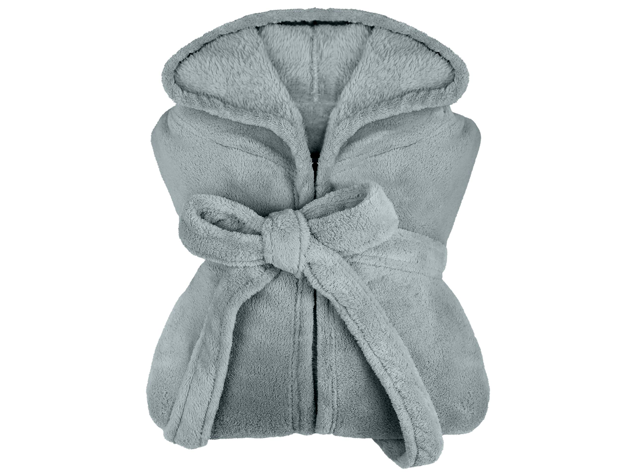 npluseins Extra zachte badjas met capuchon van knuffelfleece, in moderne kleuren en verschillende maten, uniseks en kuitlang
