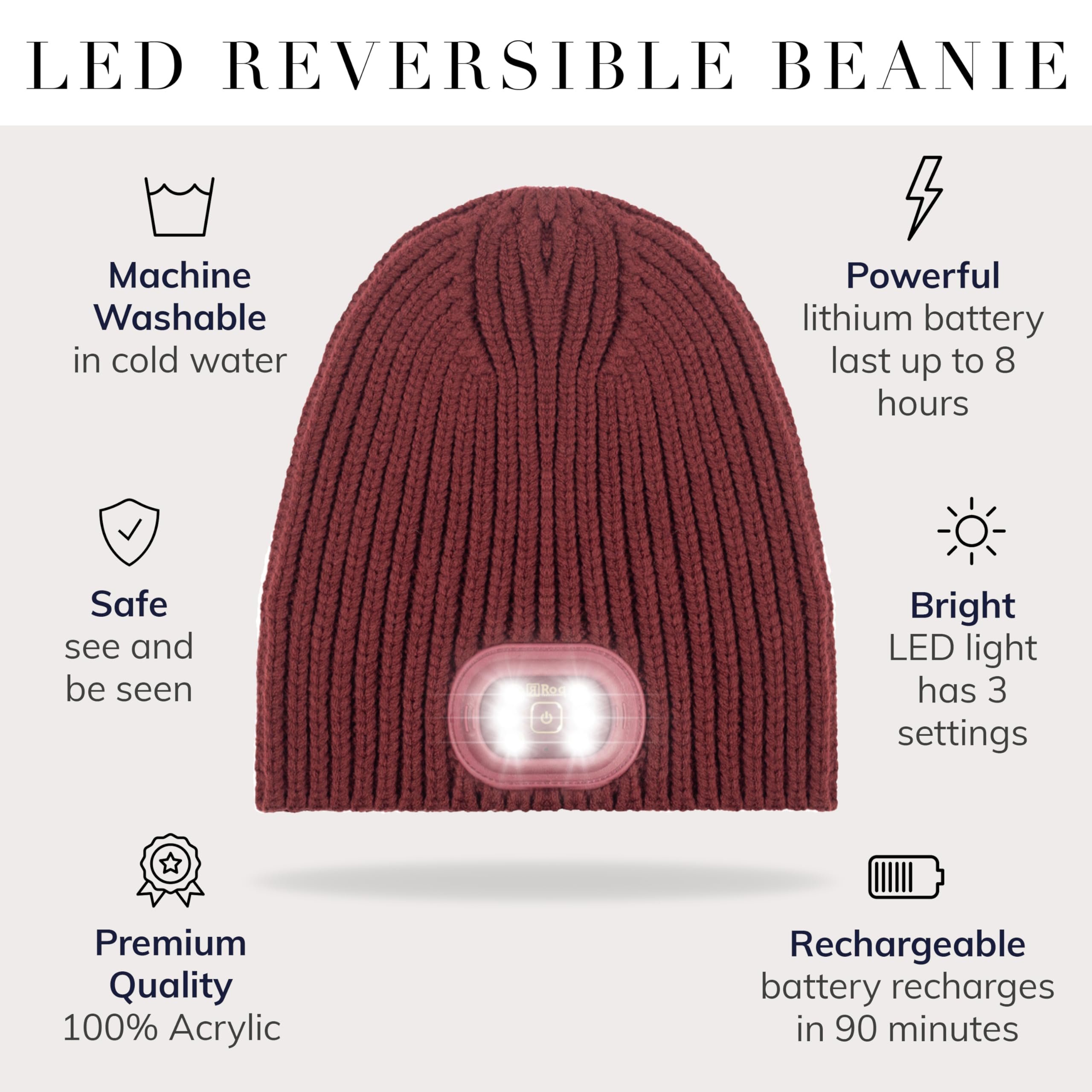 Amazon.com : HEAD LIGHTZ® Reversible Knit LED Beanie  display picture 1