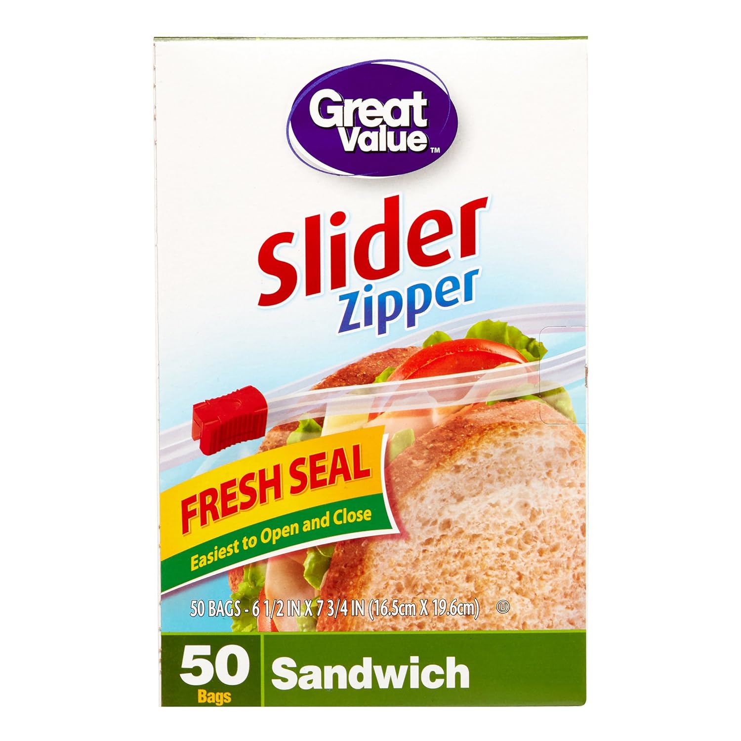 Great Value Slider Zipper Sandwich Sized Bags, 50 Ct Amazon.in