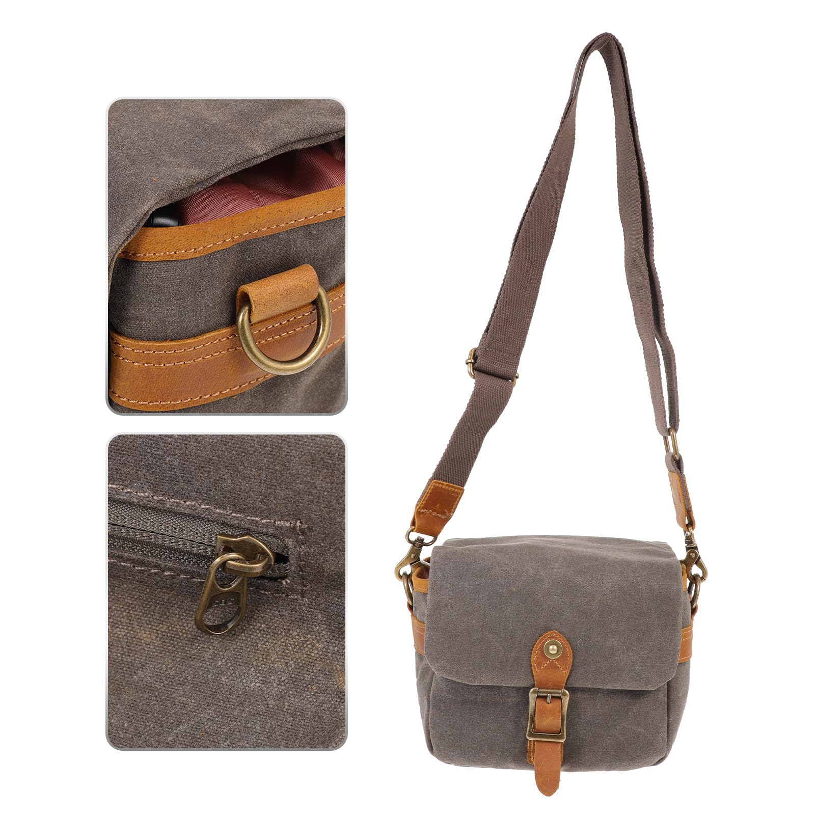 Borsa Tracolla per Macchina Fotografica in Tela Verde Leggera e Antiurto, Custodia Compatta per Foto All'aperto e Uso Quotidiano