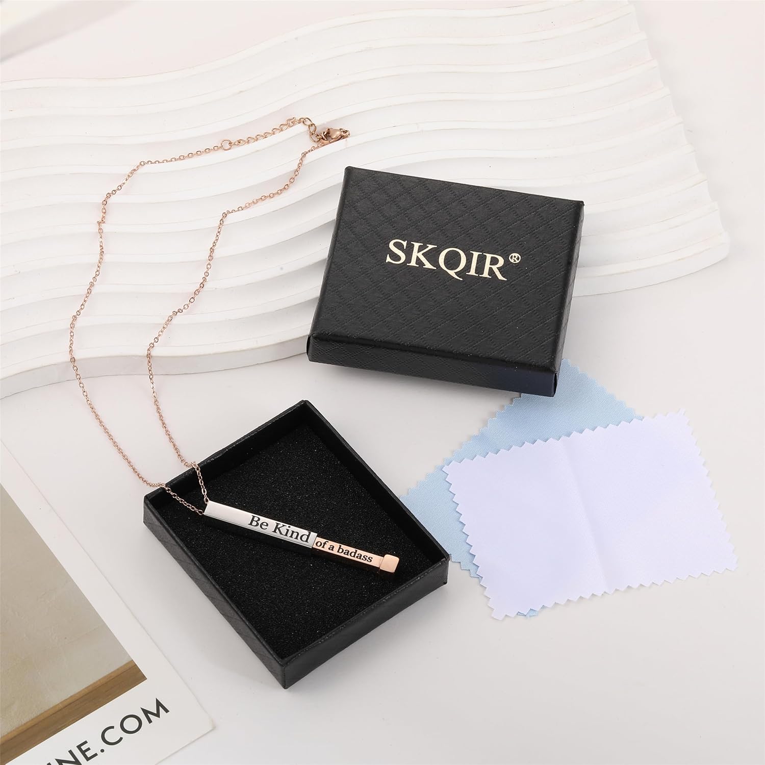 SKQIR Be Kind of a Badass Necklaces for Women with Hidden Message To Best Friends Sisters Funny Inspirational Gifts Vertical Bar Pendant Necklaces Jewelry Gag Gifts for Women - Image 7