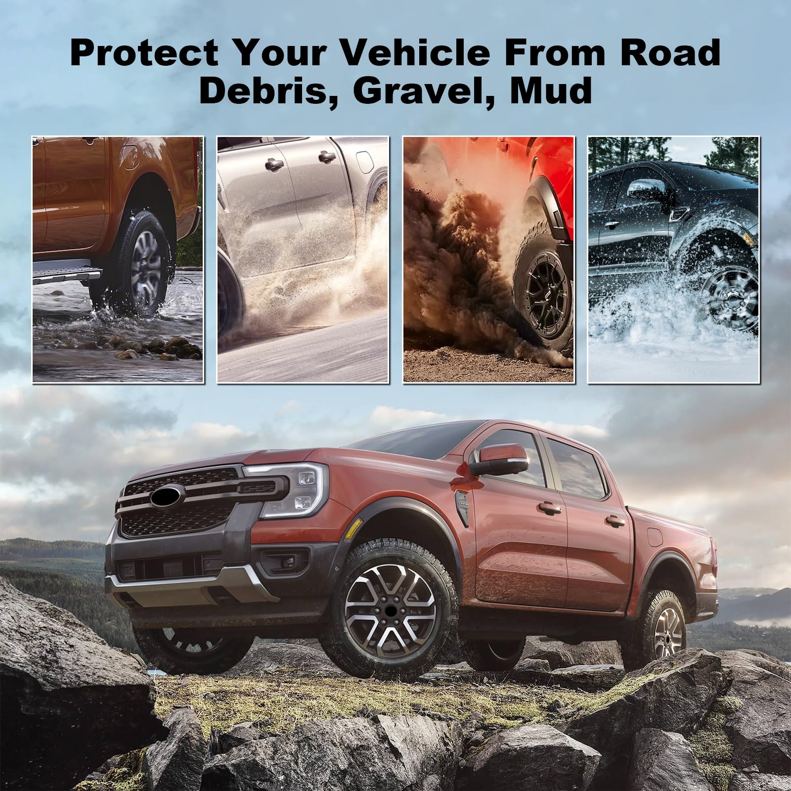 XUKEY 4PCS Mud Flaps Splash Guard For Ford Ranger 2024 2025