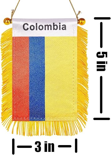 Miniatura 2 de ZXvZYT Bandera colombiana para colgar en la ventana de Colombia de 3 x 5 pulgadas, mini banderas colombianas para automóvil, decoración de espejo