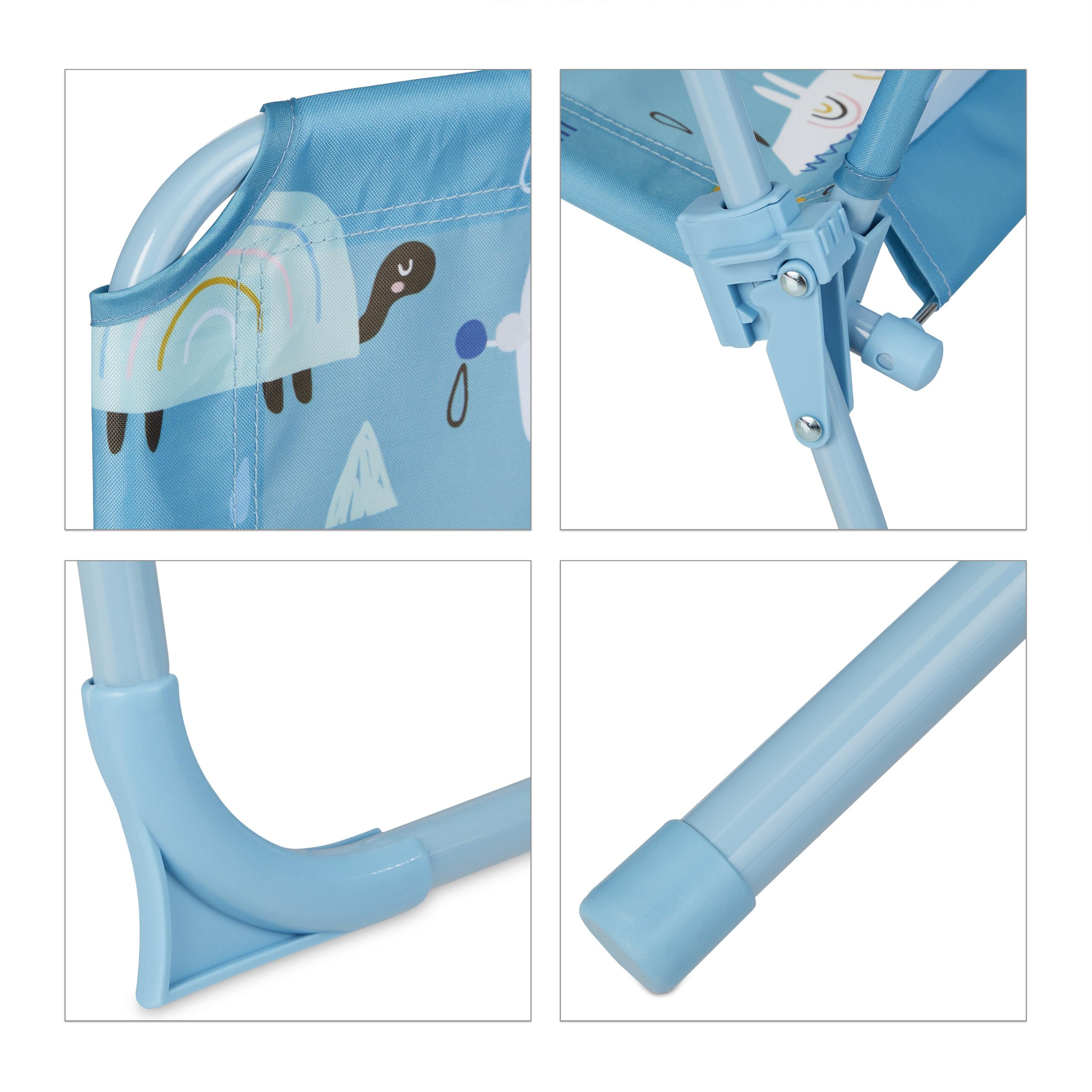 Relaxdays Tavolo Bambini con Ombrellone, Set con 2 Sedie, da Campeggio e Giardino, Tavolino Picnic, con Animali