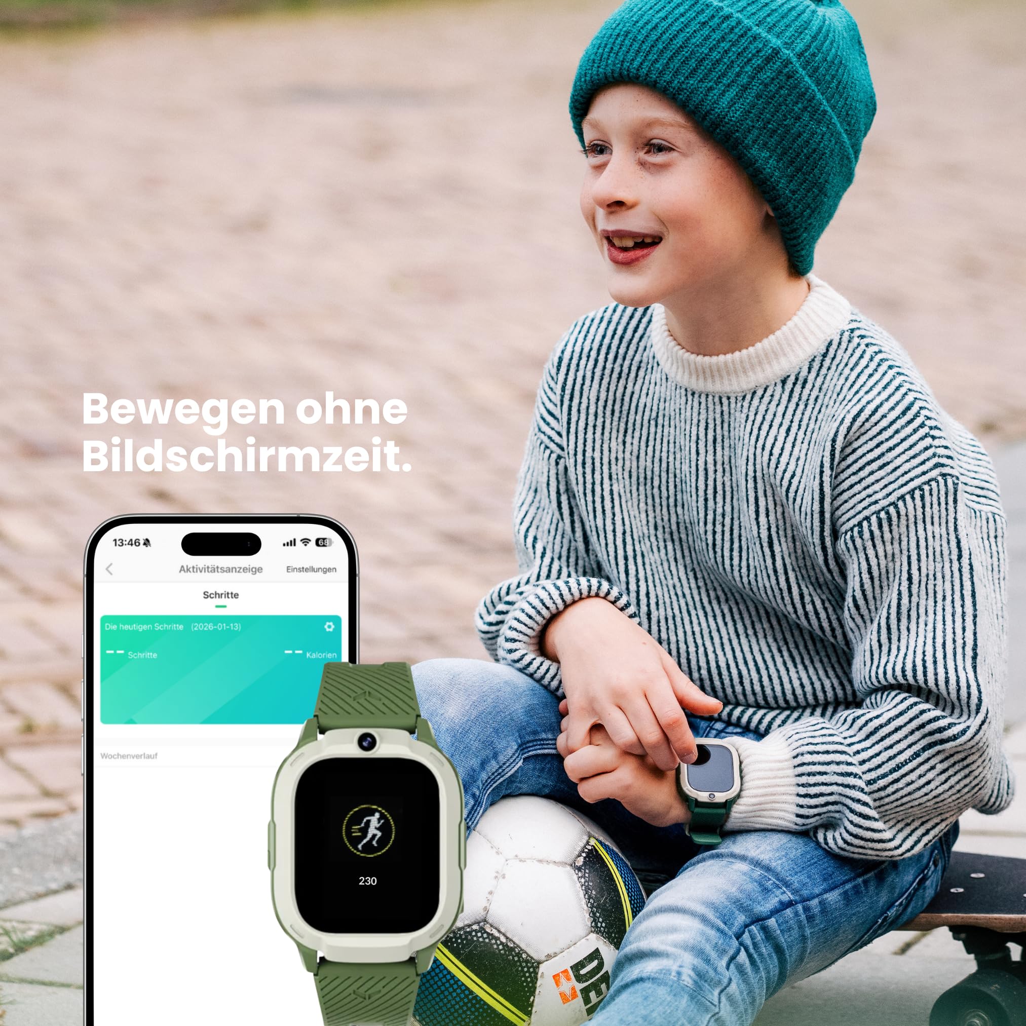 Rebel Cactus Sky Reloj Inteligente para Niños con GPS y Teléfono - Localizador GPS, Cámara, Videollamadas y Funciones Educativas - Smartwatch Infantil Verde