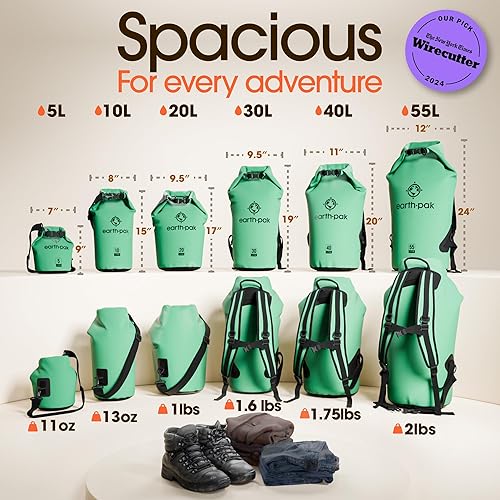 Miniatura 2 de Earth Pak - Bolsa seca impermeable, mochila enrollable mantiene el equipo seco para kayak con funda impermeable para teléfono