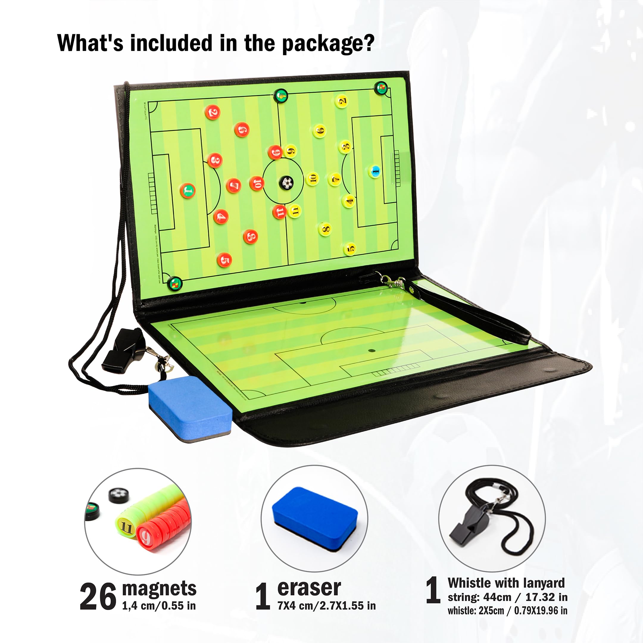 Carpeta Táctica Magnética para Entrenador de Fútbol con Silbato y Borrador