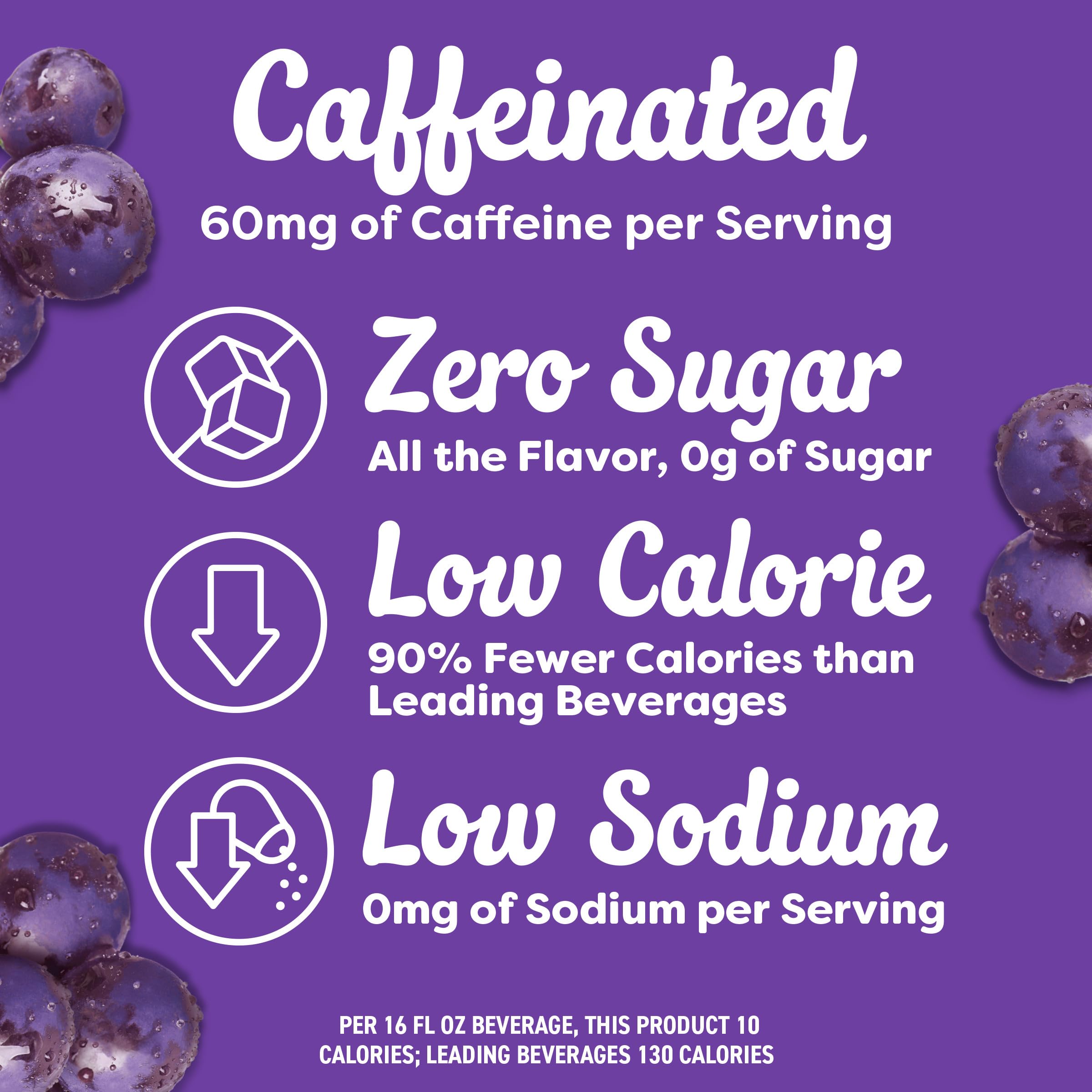 Crystal Light Drink Mix with Caffeine, 10 Packets, for Convenient On-the-Go Flavorful Hydration, Grape Natural Flavor With Other Natural Flavors, Zero Sugar, 1.1 oz