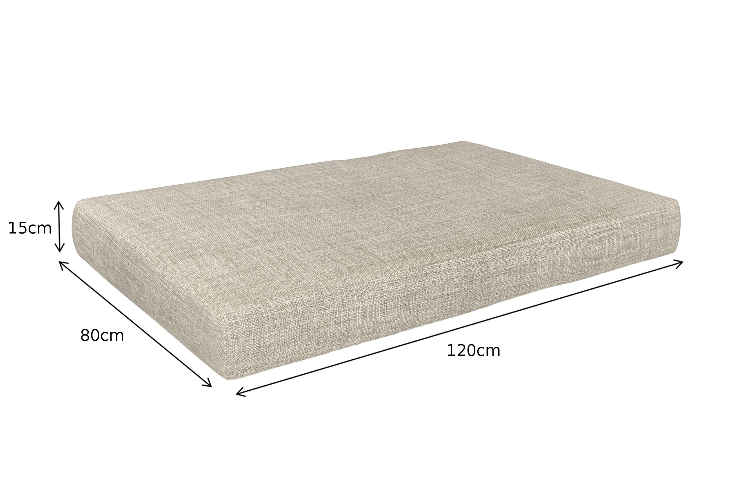 POKAR Euro Pallet Seating Set of 2: 1x seat cushion 120x80cm + 1x back cushion 120x40cm, cold foam, removable covers, Home Garden Furniture DIY, indoor outdoor pillow, without pallets, Beige — view 5