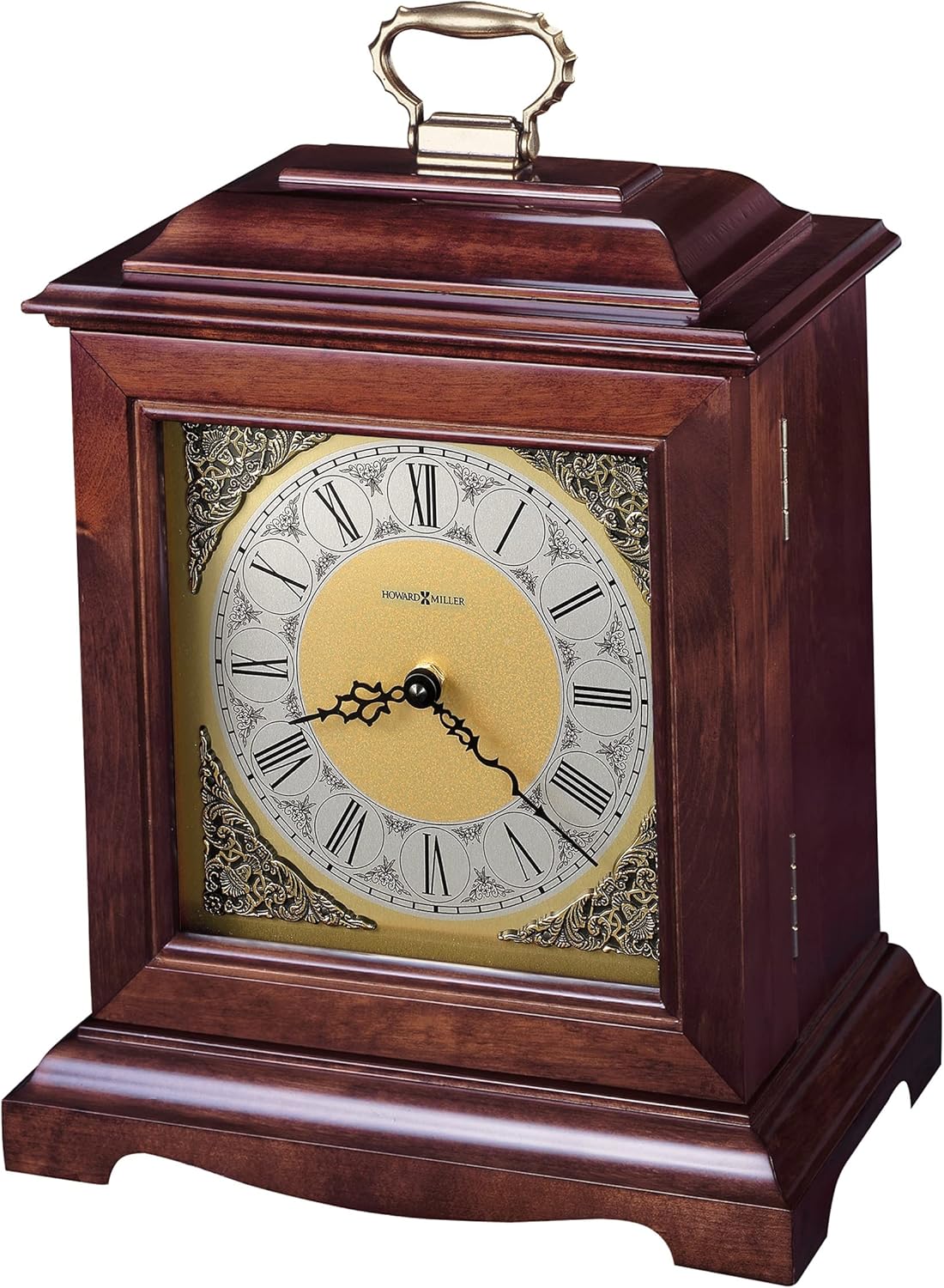 Howard Miller Continuum II Mantel Clock Urn Box 800-122 – Windsor Cherry Finish, Select Hardwoods & Veneers, Bracket-Style Roman Numeral Clock, Interior Compartment, Funeral Urn Box