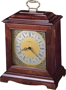 Howard Miller Continuum II Mantel Clock Urn Box 800-122 Windsor Cherry Finish, Select Hardwoods & Veneers, Bracket-Style Roman Numeral Clock, Interior Compartment, Funeral Urn Box