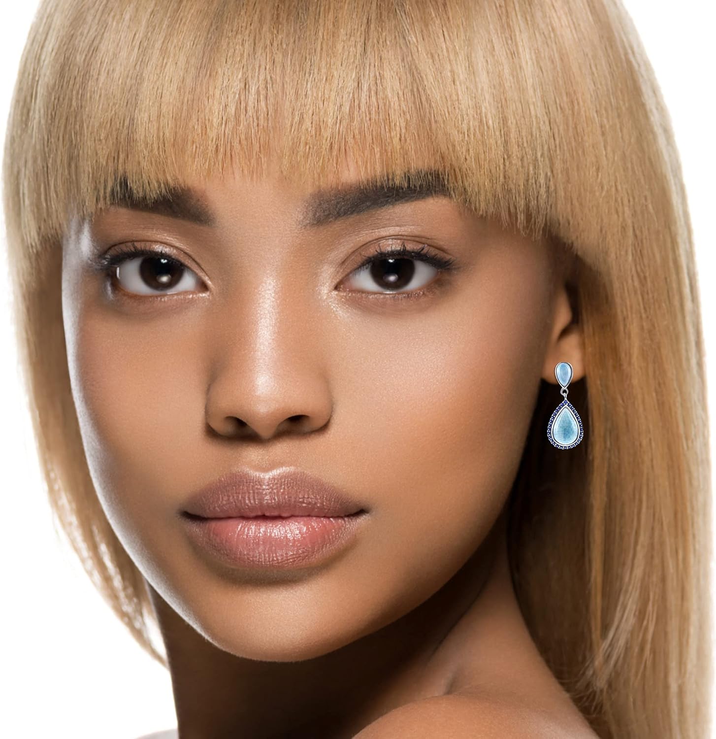 Beaux Bijoux Sterling Silver Larimar Dangle Earrings - Unique Natural Larimar Jewelry for Women - Earrings for Women - Beautiful Blue Natural Larimar Stones – Unique Hypoallergenic Larimar Earrings