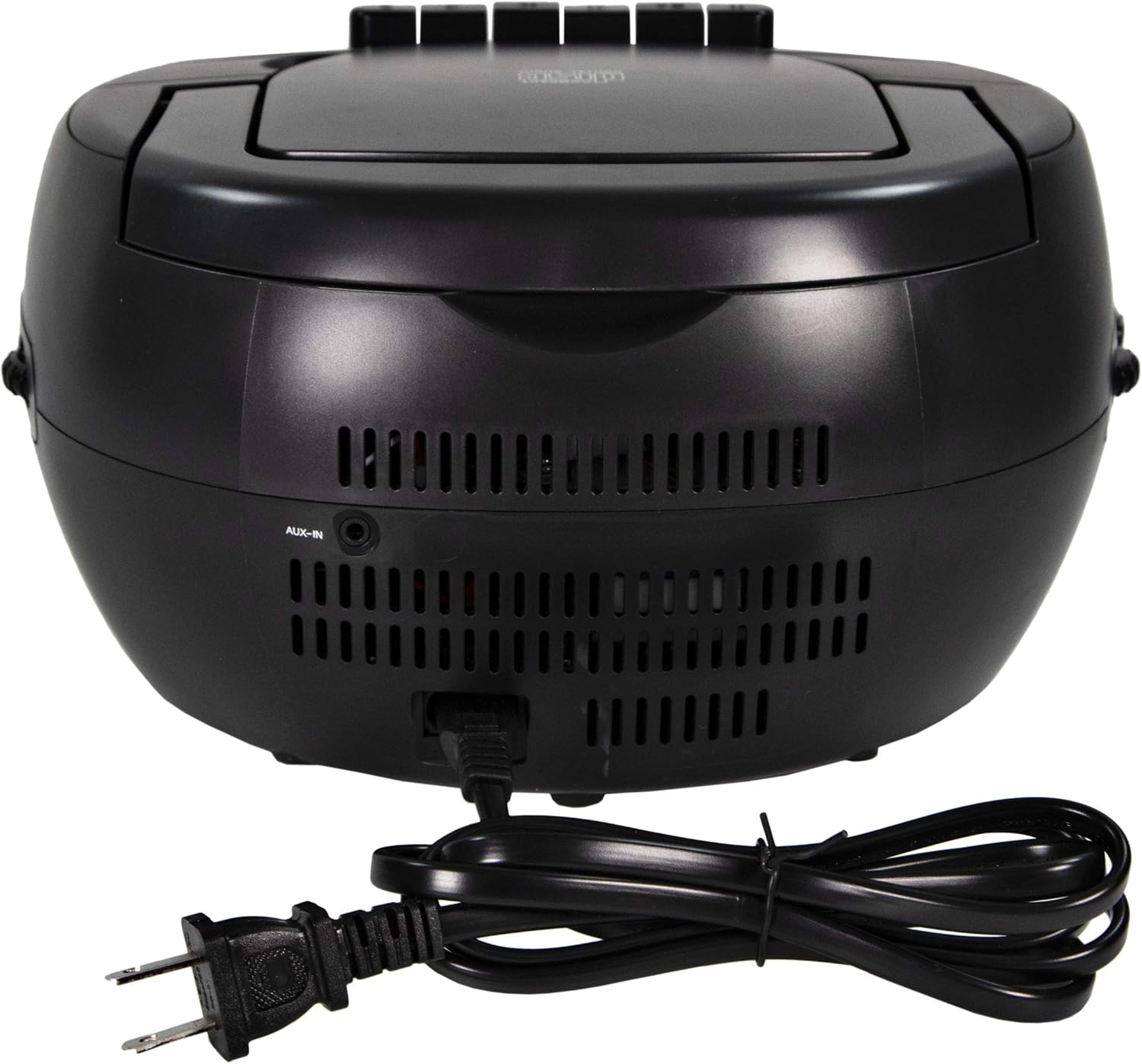 Rear view of Craig CD6951 Boombox showing AUX-in port and power cord