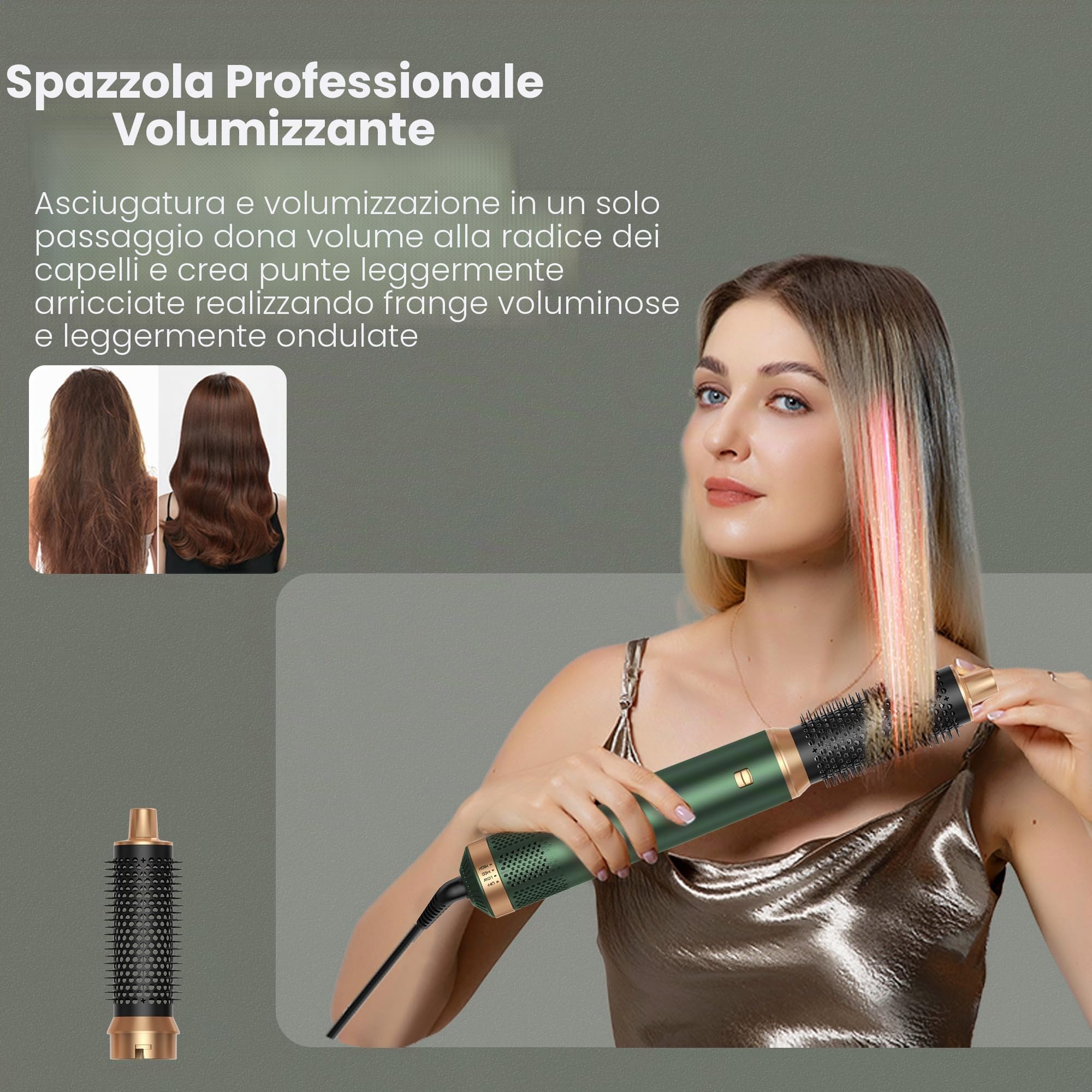 Asciugacapelli 5 in 1 Hair Styler, Air Styler Phone 5 in 1 Multifunzione Phon Capelli,Spazzola Asciugacapelli Per Dare Volume Ai Capelli, Lisciare, Arricciare, Ioni Air Curler Brush,Strumenti Capelli