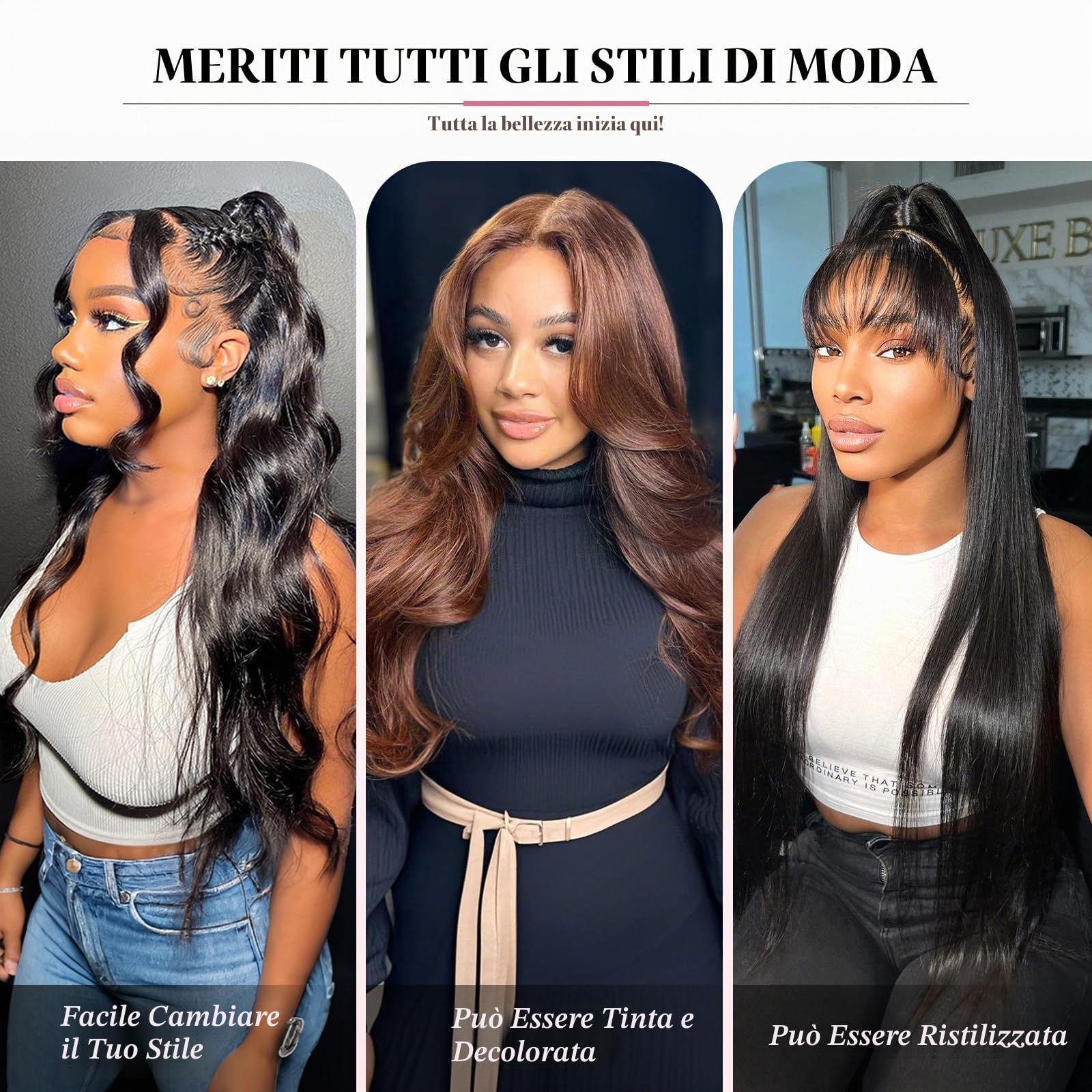 Parrucca Donna Capelli Veri Umani Glueless Human Hair Wigs Densità Del 180% Body Wave 13x4 Lace Front Wig Nera Parrucca Capelli Veri Ondulata 22 Pollici