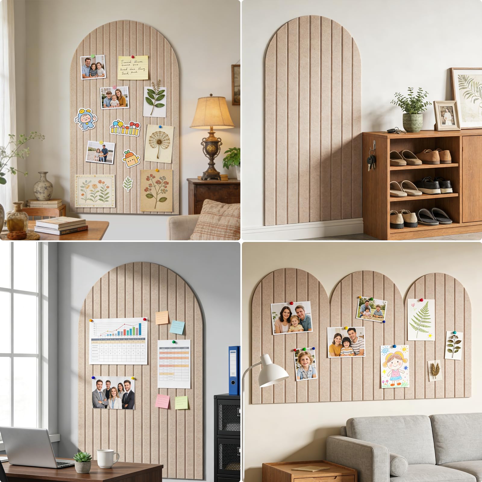 Grand tableau d'affichage mural en feutre autocollant 120x60 cm panneau feutre mural en liège 0,9 cm d'épaisseur avec 50 punaises pour bureau, chambre, cuisine, photos, mémos, Chameau Foncé