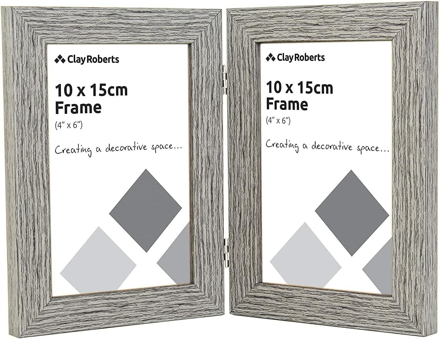Double Photo Picture Frame 6 x 4, Dark Grey, Holds 2 Photographs, Twin Hinged 6x4 10 x 15 cm Grey Frames 6x4 Photo Frames - Image 3