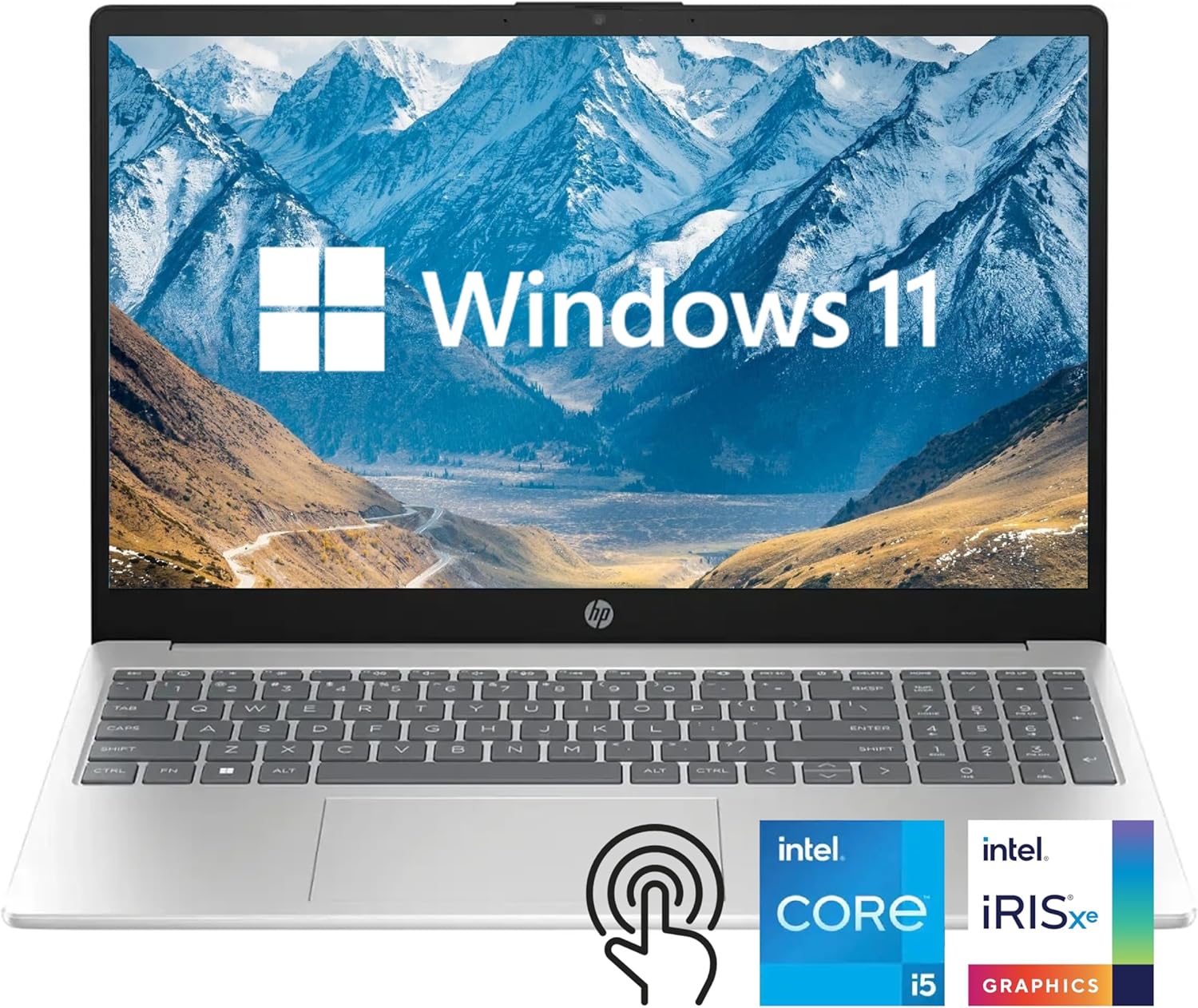 HP 15.6 inch Laptop, Intel i5 Processor Up to 4.4 GHz, 32GB RAM, 1TB SSD, HD Touch Screen, Intel Iris Xe Graphics, Windows 11 Home, Webcam, Wi-Fi, Bluetooth, Natural Silver, Alpacatec Accessory HP 15.6 inch Laptop, Intel i5 Processor Up to 4.4 GHz, 32GB RAM, 1TB SSD, HD Touch Screen, Intel Iris Xe Graphics, Windows 11 Home, Webcam, Wi-Fi, Bluetooth, Natural Silver, Alpacatec Accessory