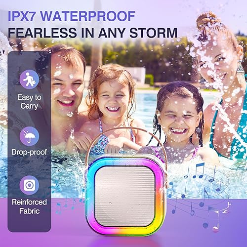 Miniatura 2 de TAEMVV Máquina de karaoke para niños y adultos, mini altavoz portátil de karaoke Bluetooth con 2 micrófonos inalámbricos y luz para fiestas en casa