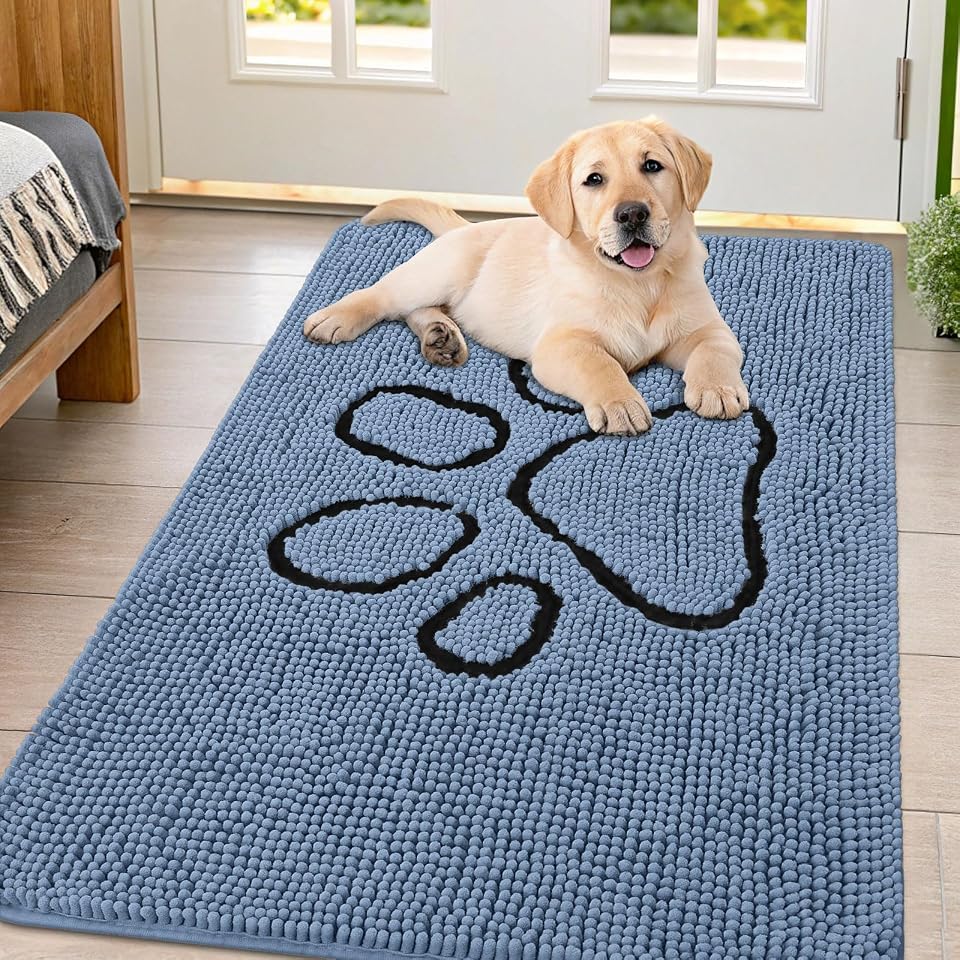 Smiry Dog Door Mat for Muddy Paws, Absorbent Non Slip Dirt Trapper, 47x32