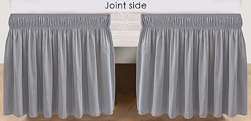 Miniatura 5 de Faldones Biscaynebay para cama con elástico envolventes fáciles de ajustar resistente a las arrugas y a la decoloración tela sedosa y lujosa color