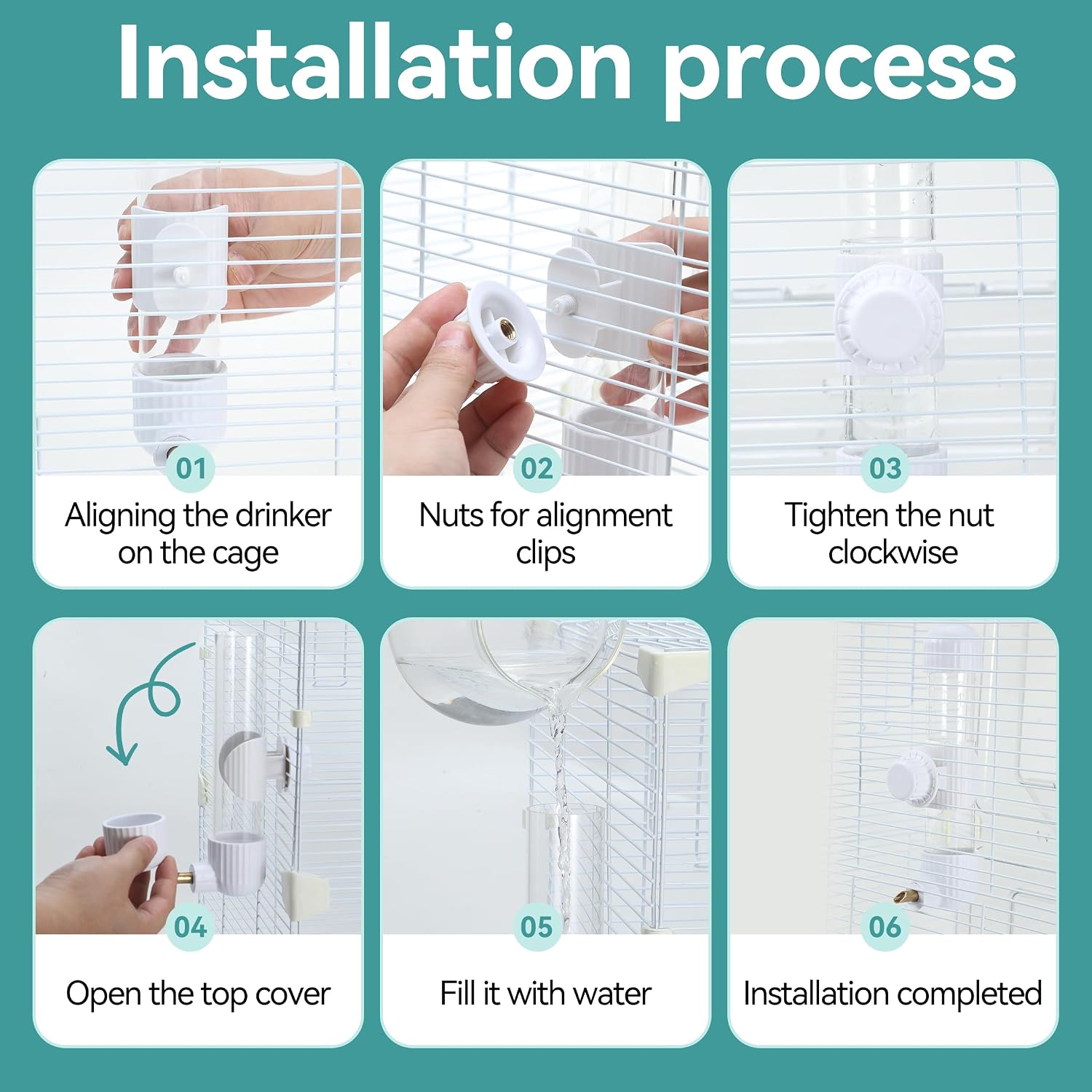 7.4 fl oz Bird Automatic Water Dispenser,220ml No Mess Spring Valve | Leak-Proof Water Feeder for Parakeets, Cockatiels, Budgies, Finch, Lovebirds, Canary, Cage Accessory, White