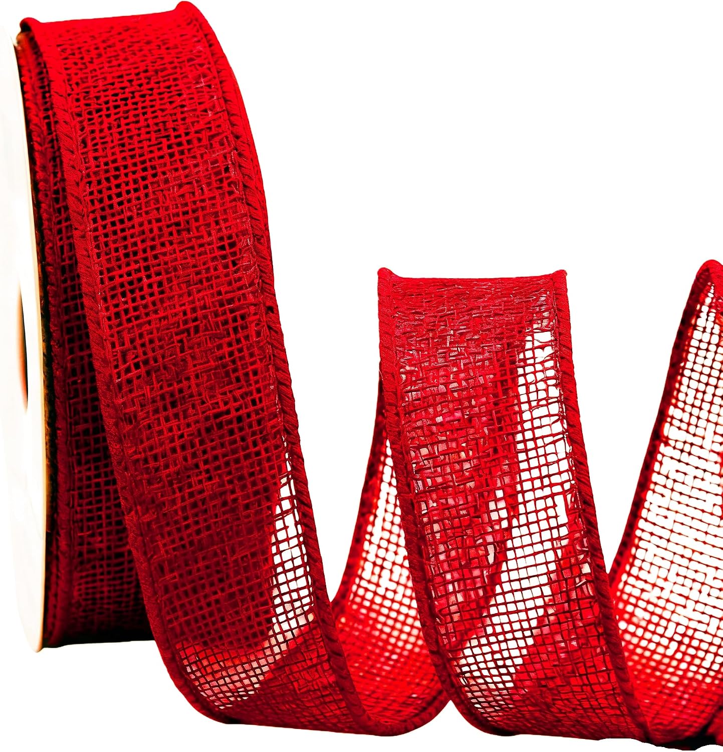 Meseey 1 Inch Hot Pink Burlap Wired Ribbon, 25 Yards Wired Edge Burlap Ribbon for Wreaths, Gift Wrapping, DIY Crafts and Holiday Decorations image 5
