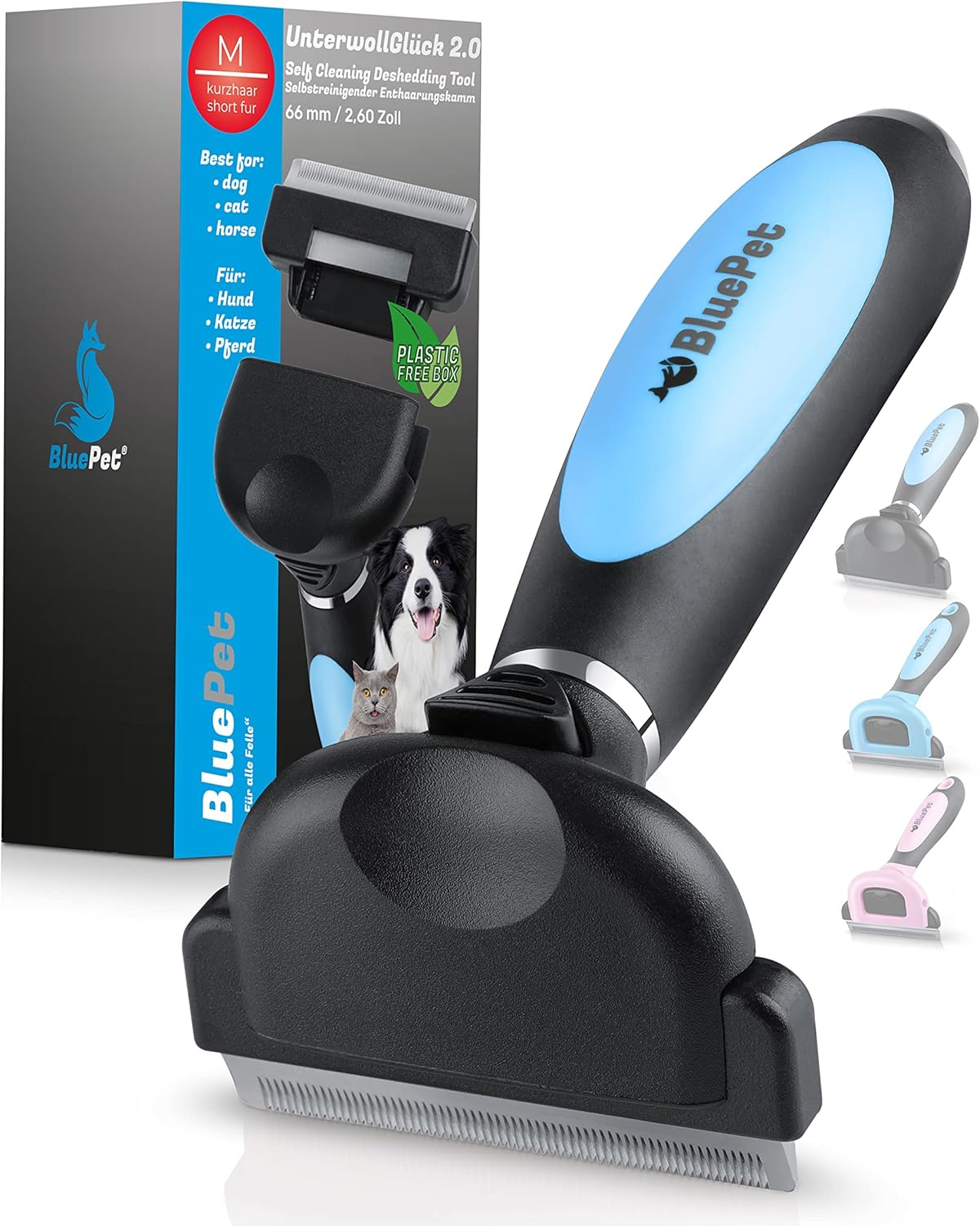 Bluepet UnterwollGlück 2.0 selfcleaning deShedding cat brush and dog