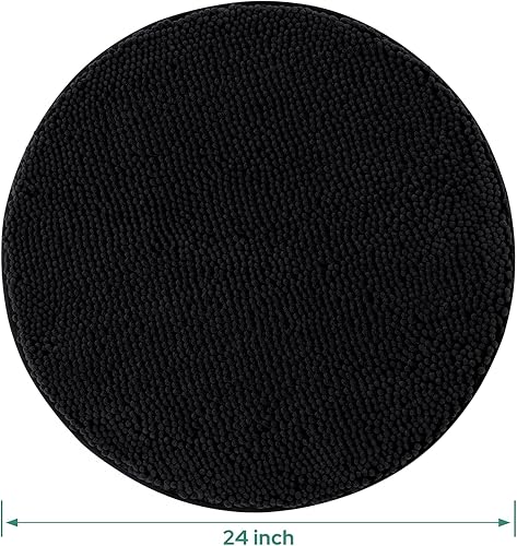 Miniatura 10 de HOMEIDEAS Tapetes de baño redondos, antideslizantes, color morado, 3 pies, extra suaves y absorbentes, lavables a máquina, alfombra de felpilla de