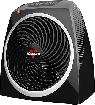 Vornado VH5 Personal Vortex Space Heater, 2 Heat Settings, Cool-Touch Exterior, Tip-Over Protection, Quiet Operation, Compact Design, Heater for Desktop, Office, and Personal Heating, Black