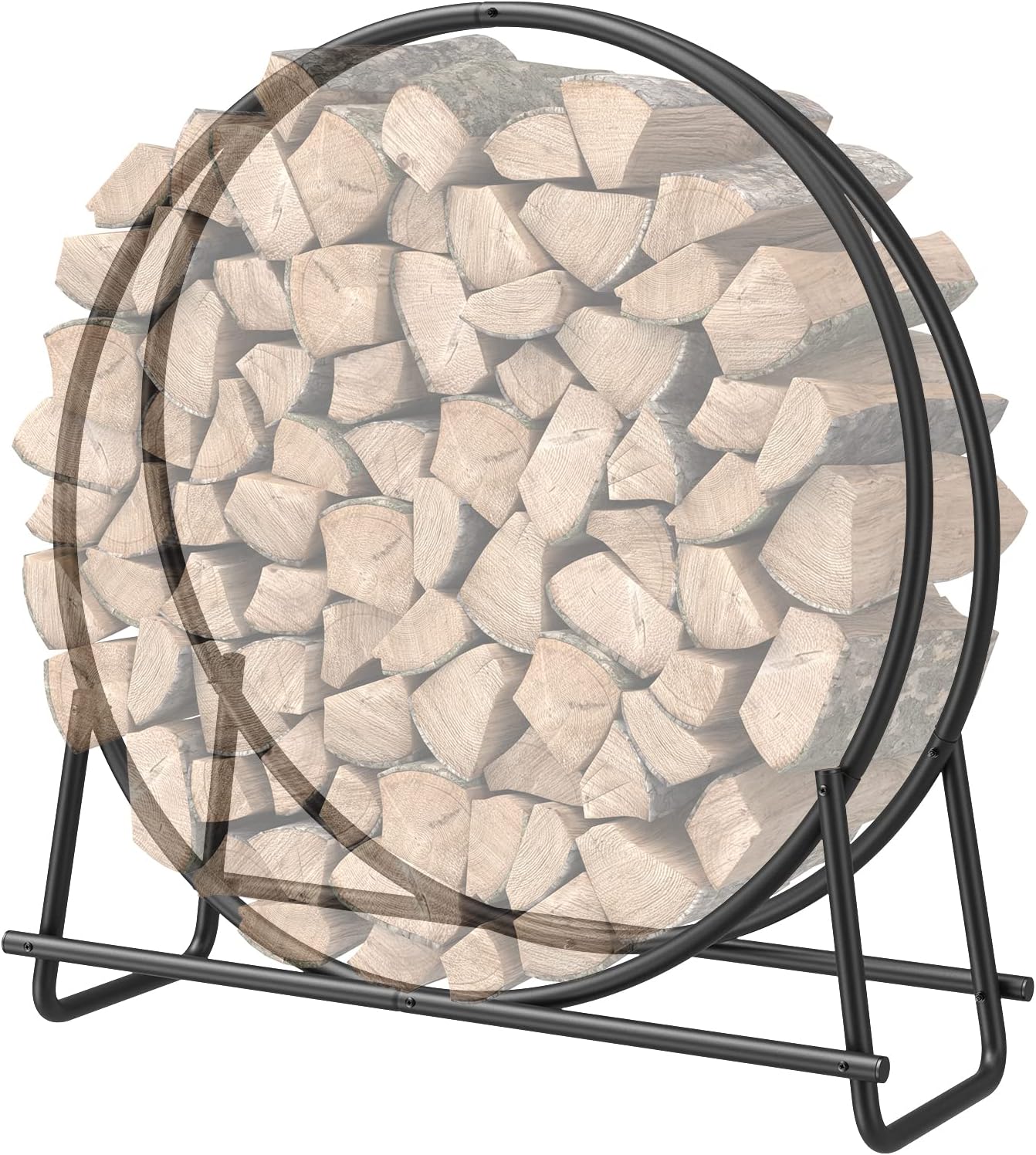 Mr IRONSTONE 41 inch Firewood Rack, Firewood Log Hoop for Indoor Fireplace Wood Storage Ring, Round Tubular Steel for Patio Deck Metal Log Holder Outdoor Fireplace Pit Patio Deck Porch Lumber Stacker