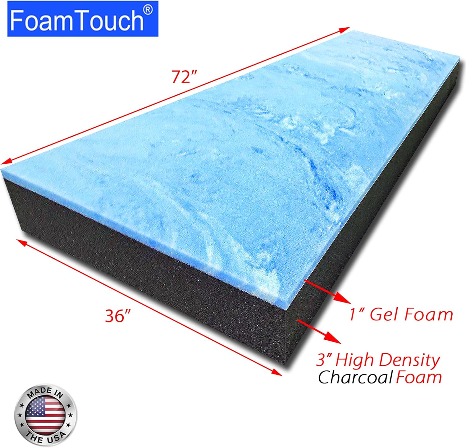 FoamTouch 4" Gel-Memory-Foam-Mattress No Cover