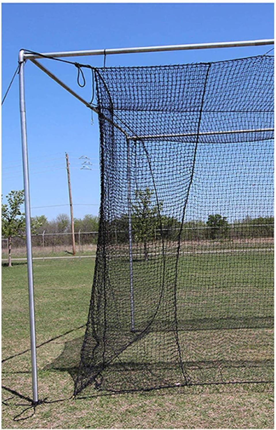 Cimarron Sports Outdoor Twisted and Knotted Training Weather Resistant Baseball Batting Cage Net with 4-Foot Access Door, Black