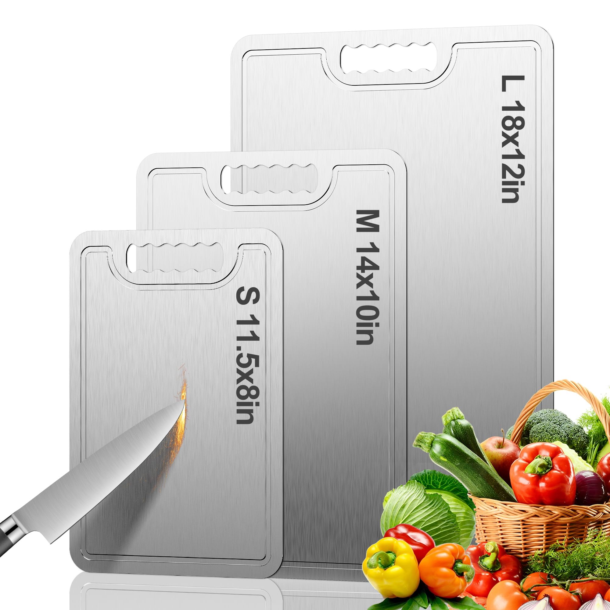 Titanium Cutting Board,100% Pure Titanium Cutting Boards for Kitchen, 2025 New Double Sided Food-Grade Chopping Board for Cutting Meat Vegetable Fruit-Large(18x12in）