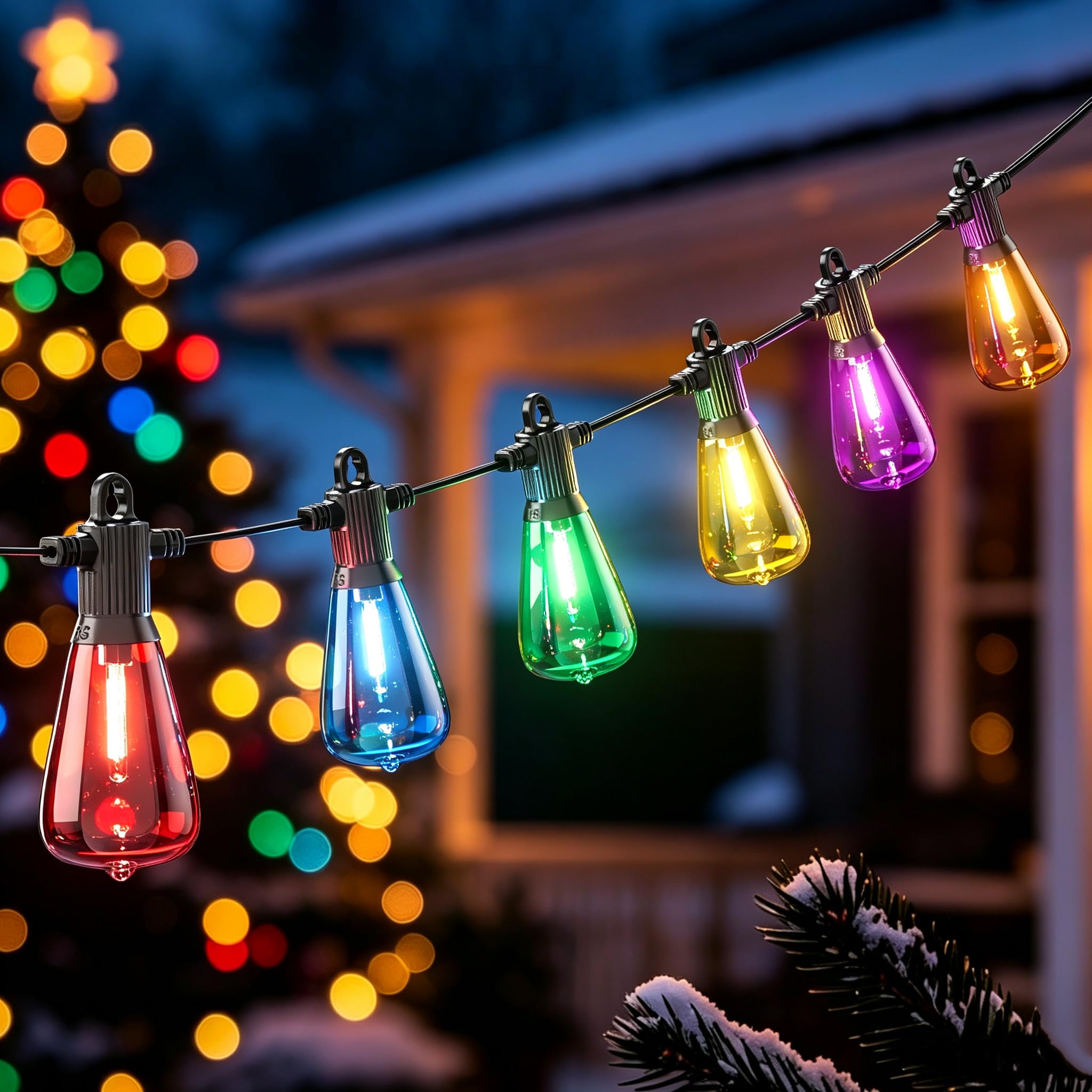 FOOMAN ST38 Multicolor Festoon Lights Outdoor 33FT/10M IP65 Waterproof â image 1