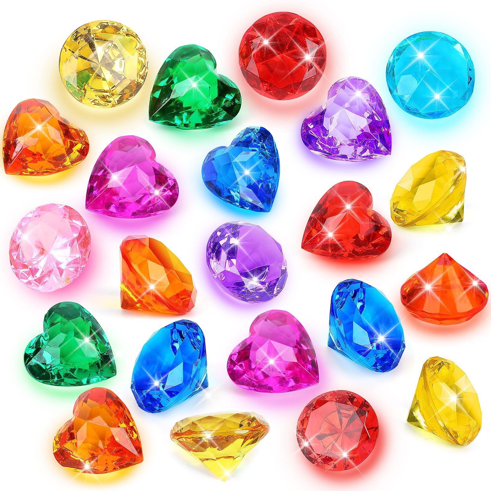 MARFOREVER 18Pcs Large Diving Gems Toys for Pool, 40MM Big Pool Gems Pirate Treasure Hunt Acrylic Diamond Jewels Pool Sinking Toys Dive Gems for Summer Beach Party Swimming Underwater Toy Boys Girls