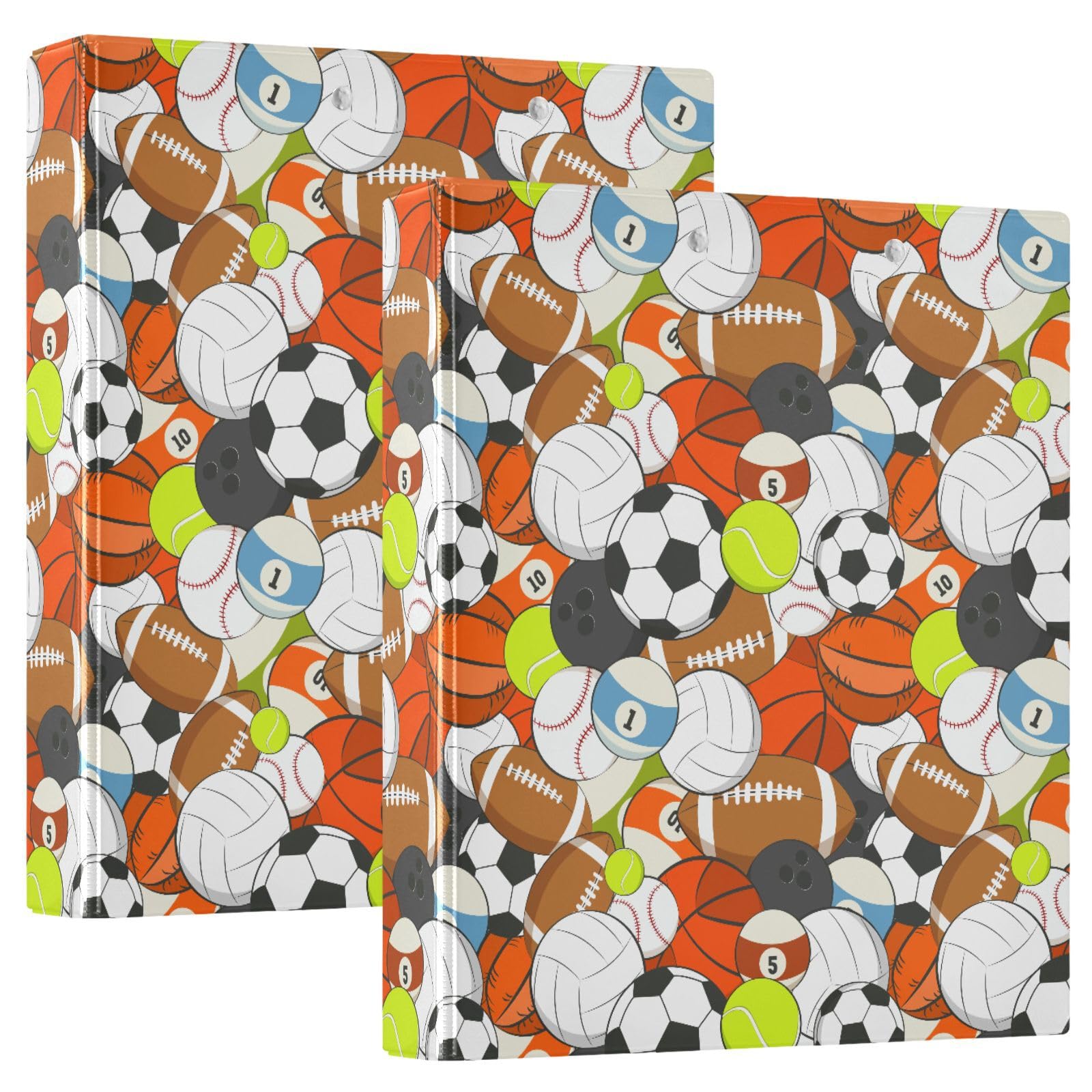 Lot de 2 classeurs de ballons de football colorés à 3 anneaux en D A4 avec 200 feuilles pour enfants, fournitures scolaires, femmes, hommes et bureau