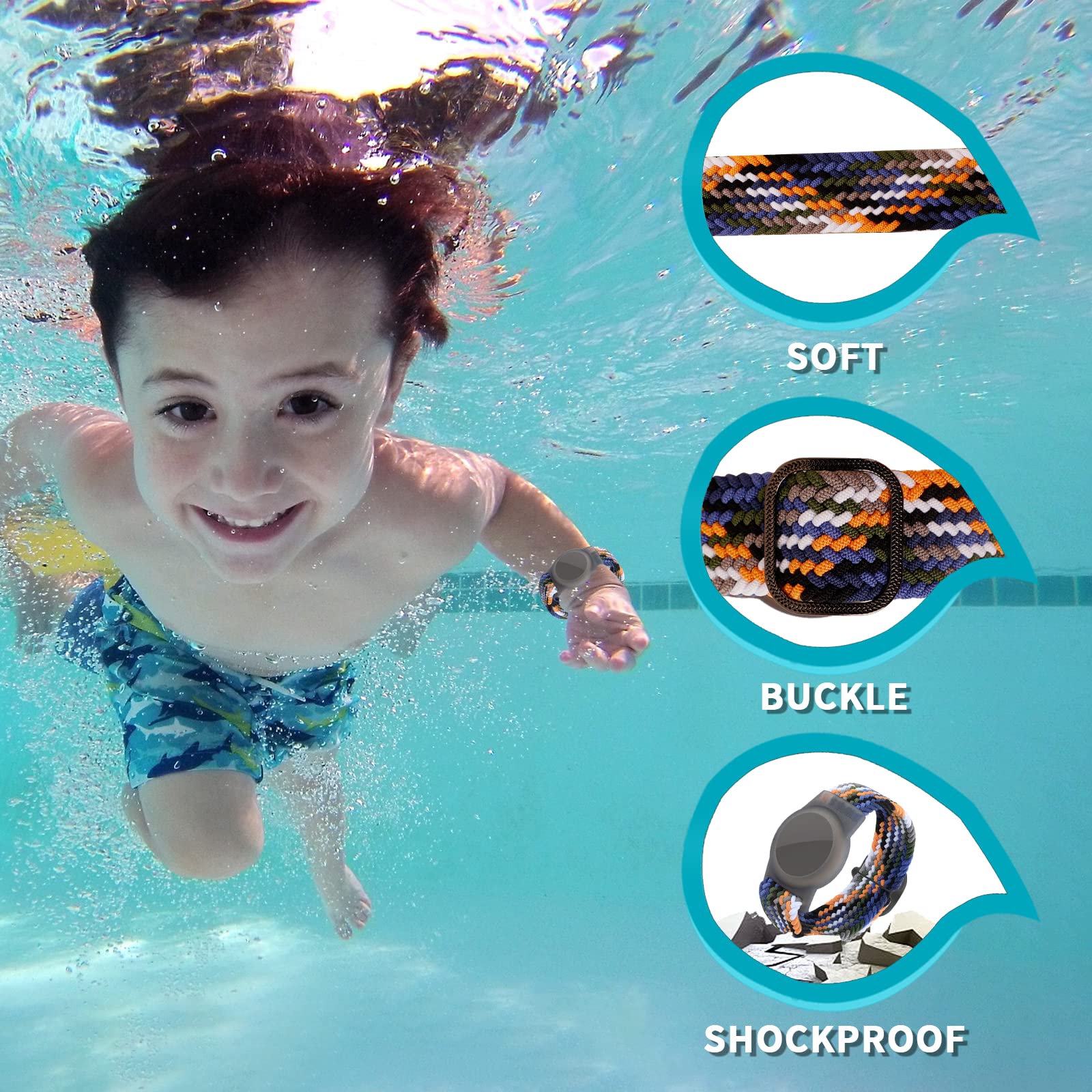 Kinderarmband kompatibel mit AirTag, GPS-Kinder-Tracker-Halter, geflochtenes Armband für Apple Air Tag - Image 4