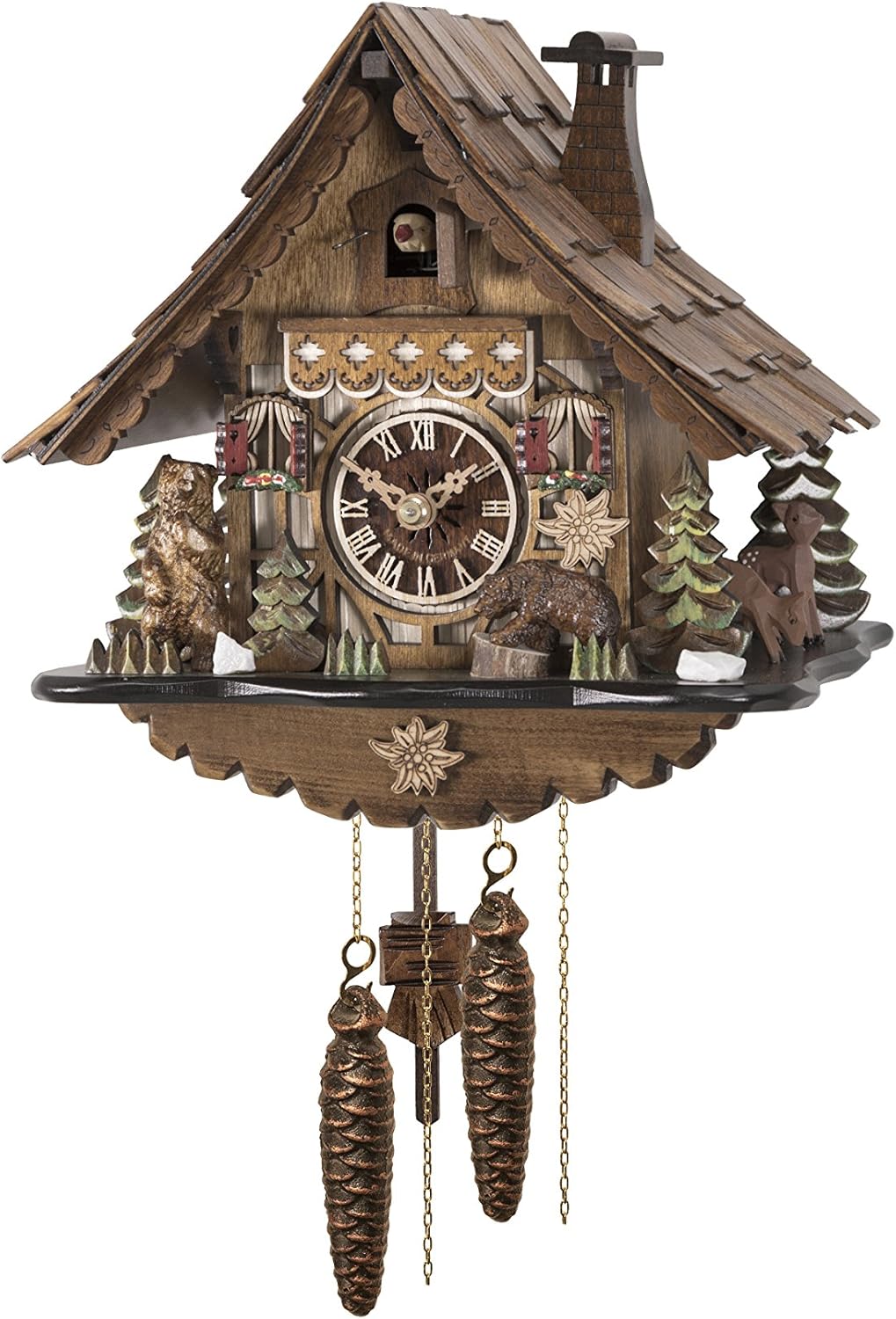 Engstler Cuckoo Clock Black Forest House with Forest Scene