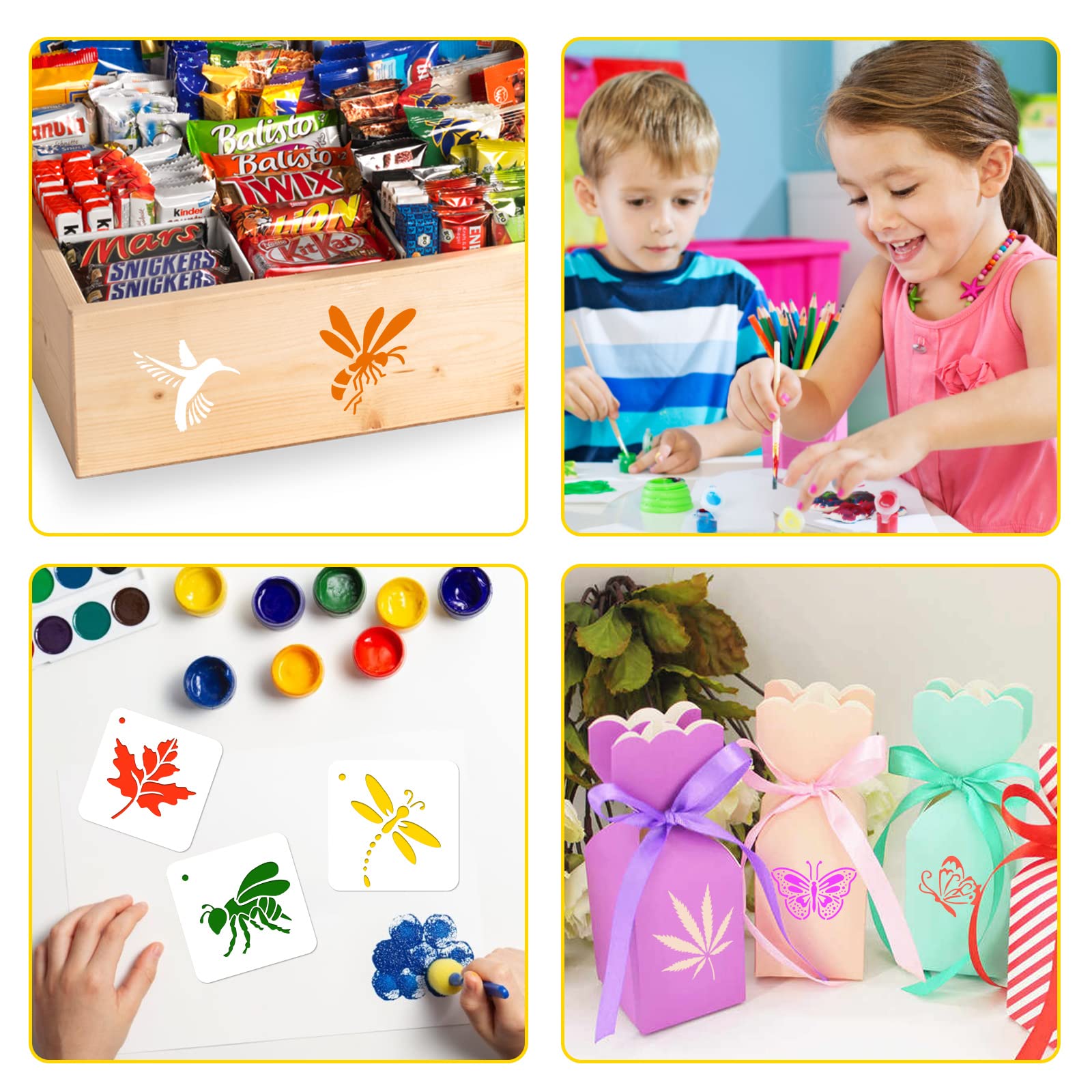 60 Stencil Riutilizzabili Per Pittura - Uccelli, Fiori, Farfalle Per Decorazioni DIY - Foto 4