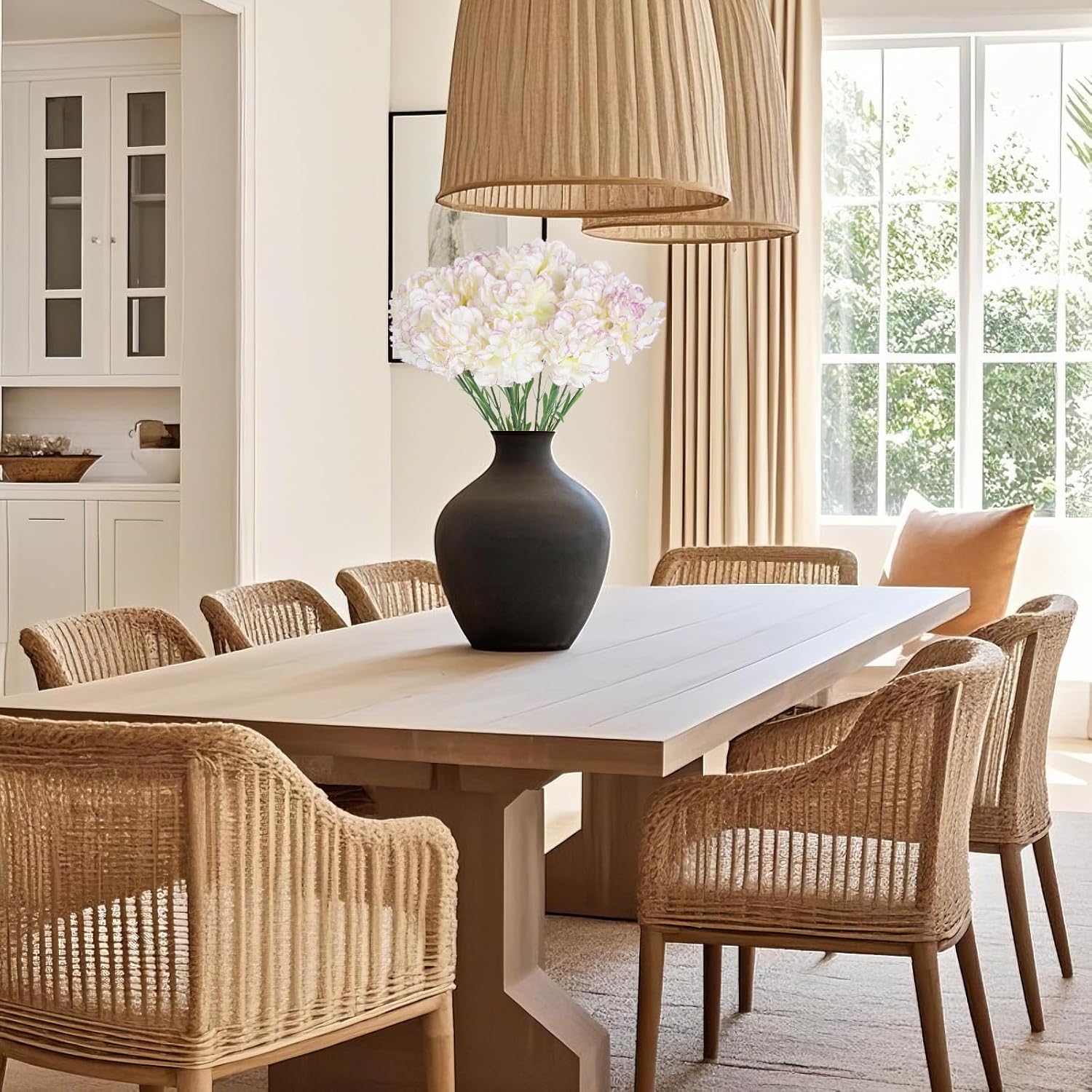 Carnations Artificial Flowers Bulk 15PCS Carnations Flowers Silk Flowers 21.25in Fake Flowers for Wedding Home Table Centerpieces Floral Arrangements(Purple Edge) - Image 9