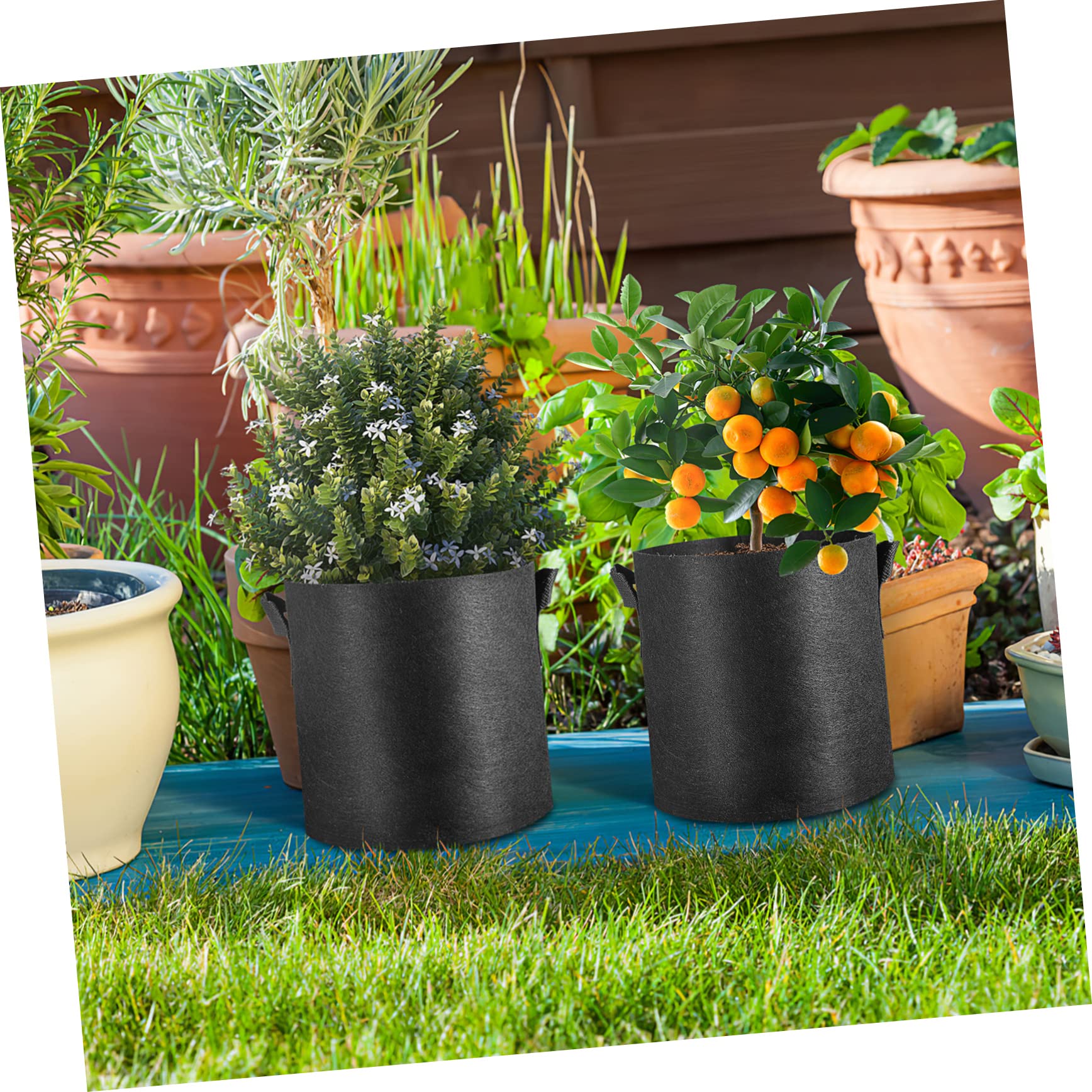 INOOMP 12pièces Sacs De Culture Tissu Non Tissé Épais avec Poignées pour Plantation De Pommes De Terre Légumes Fleurs Intérieur Et Extérieur