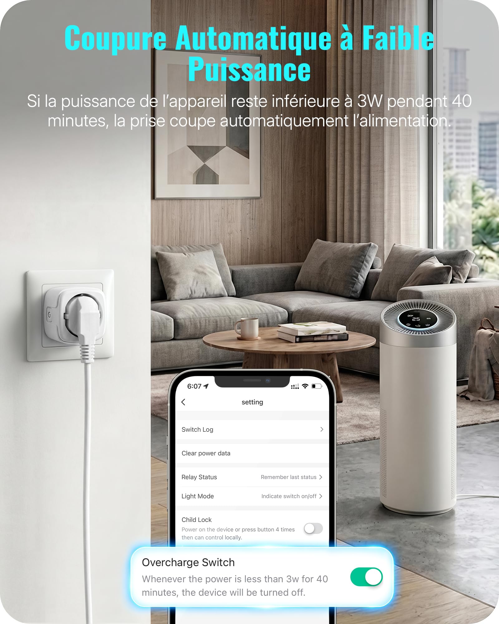 Presa Wifi Collegata Intelligente Timer Programmatore | con Contatore di Consumo, Ordine tramite App, Controllo Vocale, Conto Alla Rovescia, Modalità Ciclica Casuale