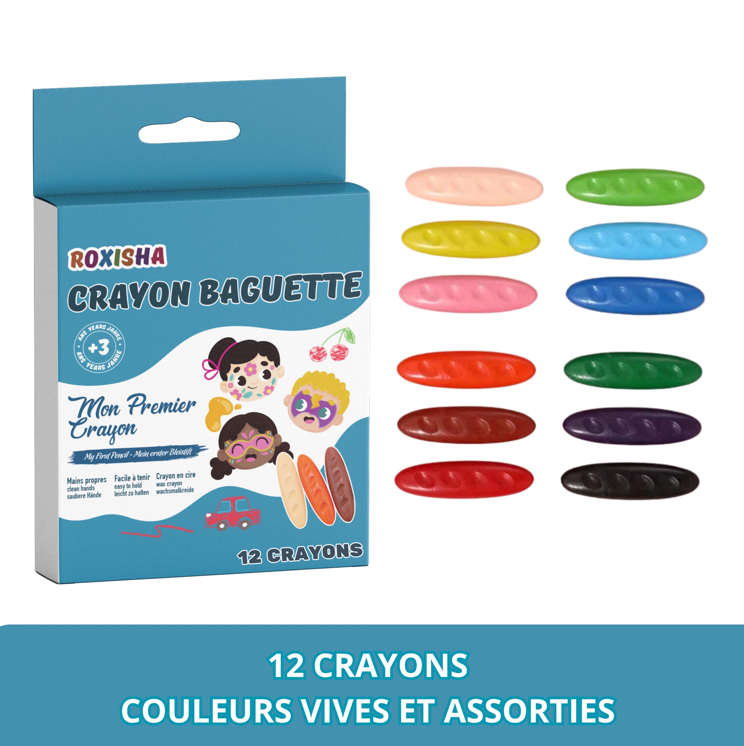 12 Crayons De Cacahuètes Lavables Non Toxiques – Idéal Tout-Petits Et Enfants Créatifs