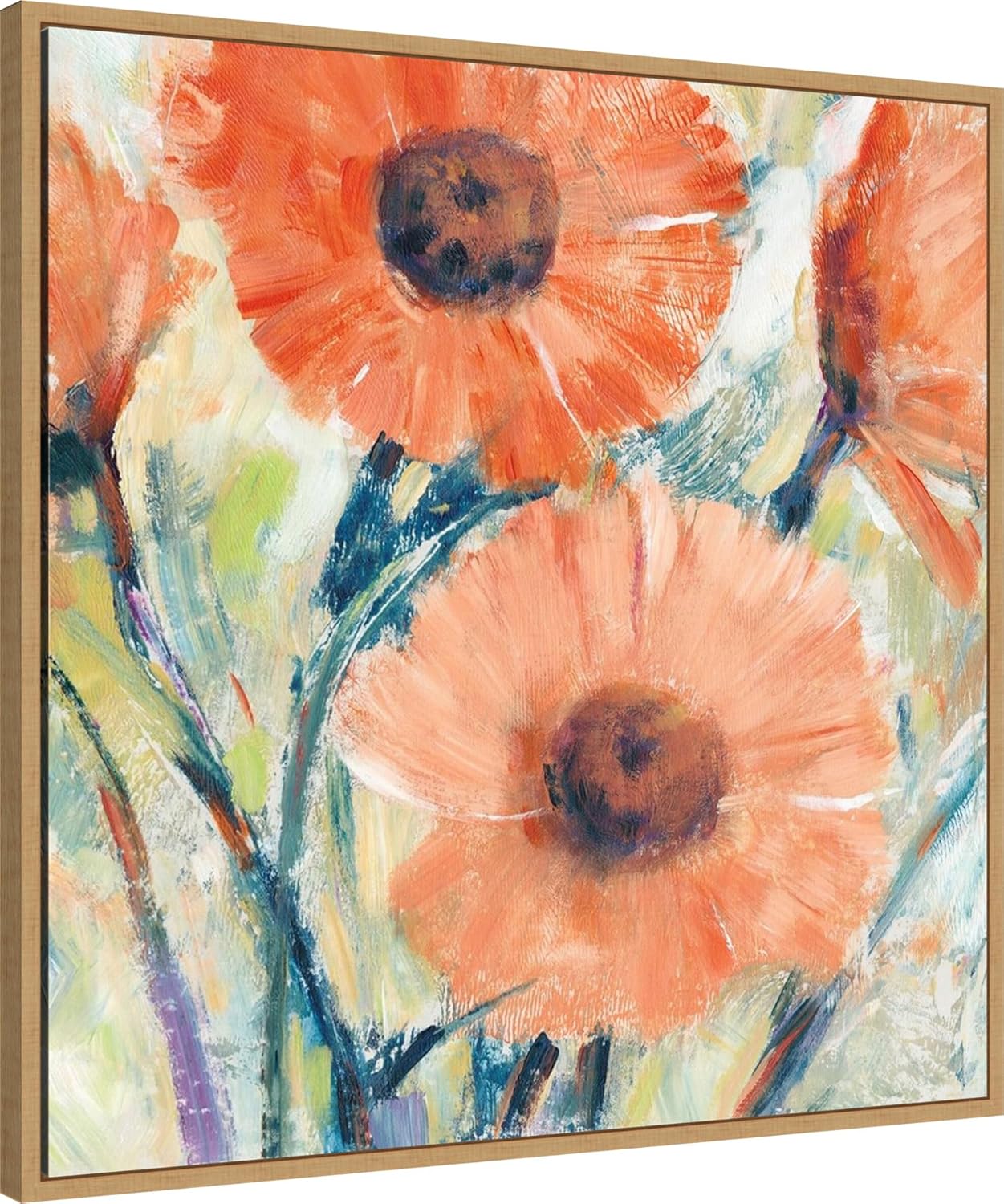 Amanti Art Framed Canvas Wall Art 30x30 Flowers in Bloom II by Tim O'Toole, Framed Wall Art Canvas, Flowers Artwork, Modern Decor, Large Poster Painting for Living Room, Bedroom, Bathroom, Kitchen,