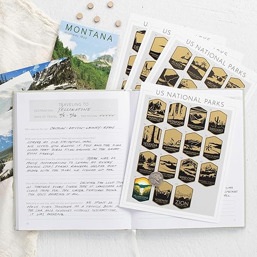 Miniatura 7 de Hermoso diario de viaje de lino con mapas para raspar del parque nacional de Estados Unidos, el planificador y diario perfecto para mujeres,