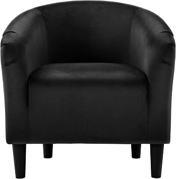 Topeakmart 25.5in Wide Small Velvet Barrel Accent Chair for Bedroom, Black