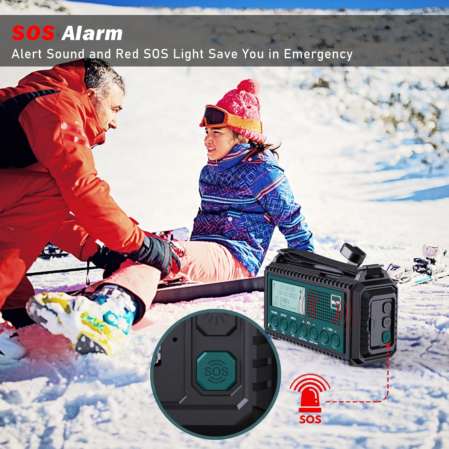 Radio na korbę DAB DAB UKW z baterią 5000 mAh z latarką i lampką do czytania przenośne radio arwaryjne kempingowe z funkcją ładowania telefonu dynamo alarm SOS do wędrówek i innych aktywności